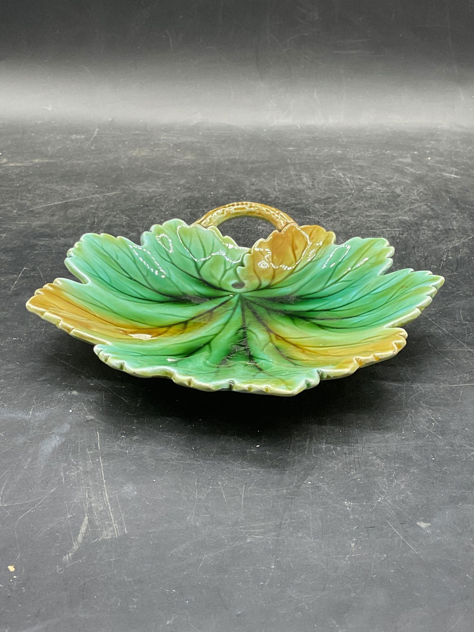 Vintage Signed Ceramic Leaf Dish - 2
