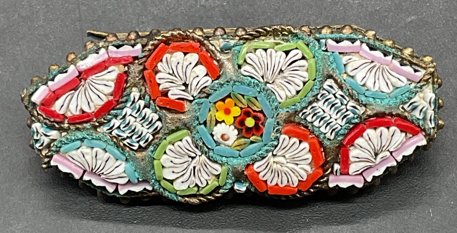Vintage Floral Micro Mosaic Brooch, Italy (1 of 6)