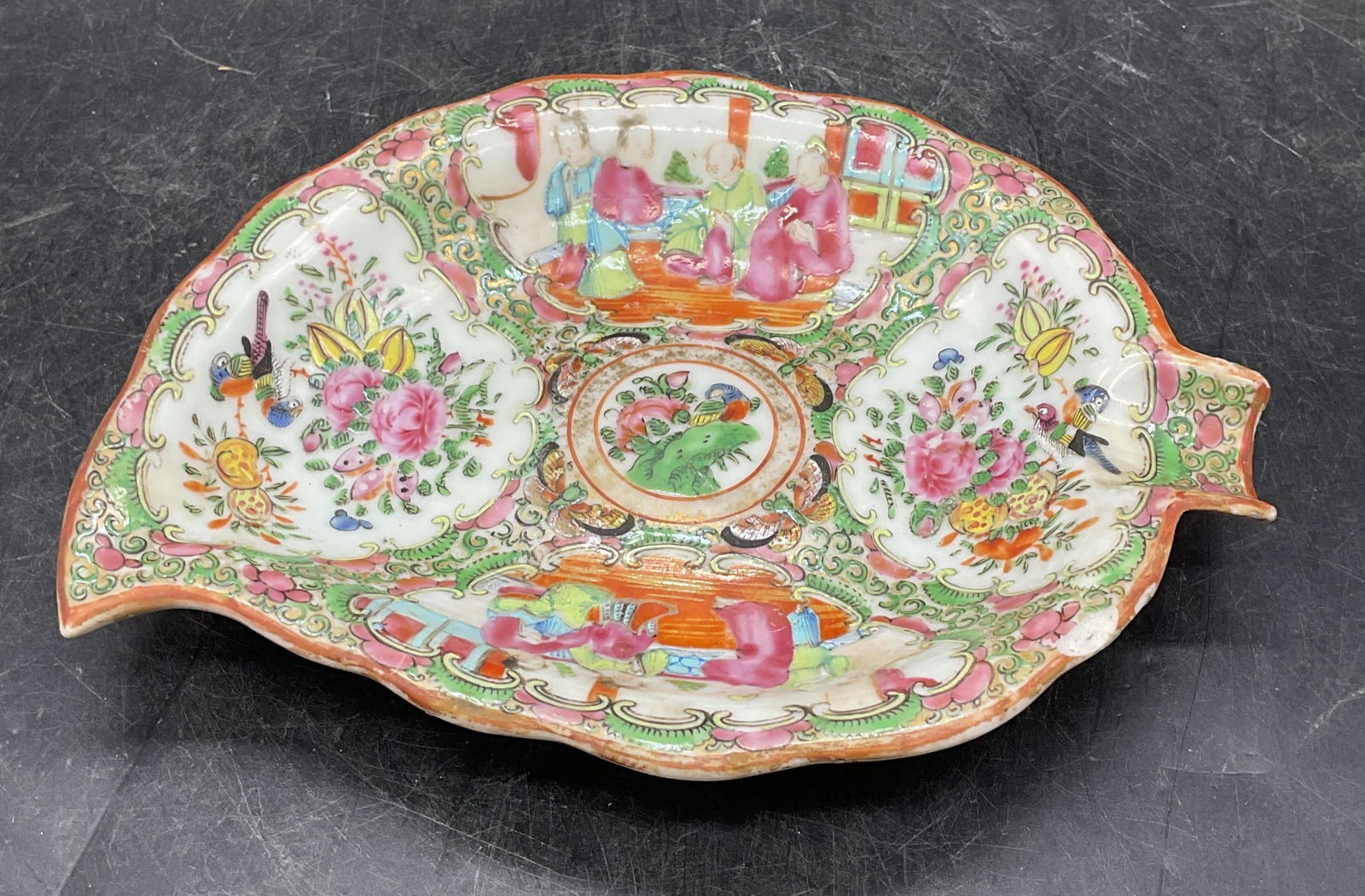 Chinese Famille Rose Porcelain Leaf Dish (1 of 6)