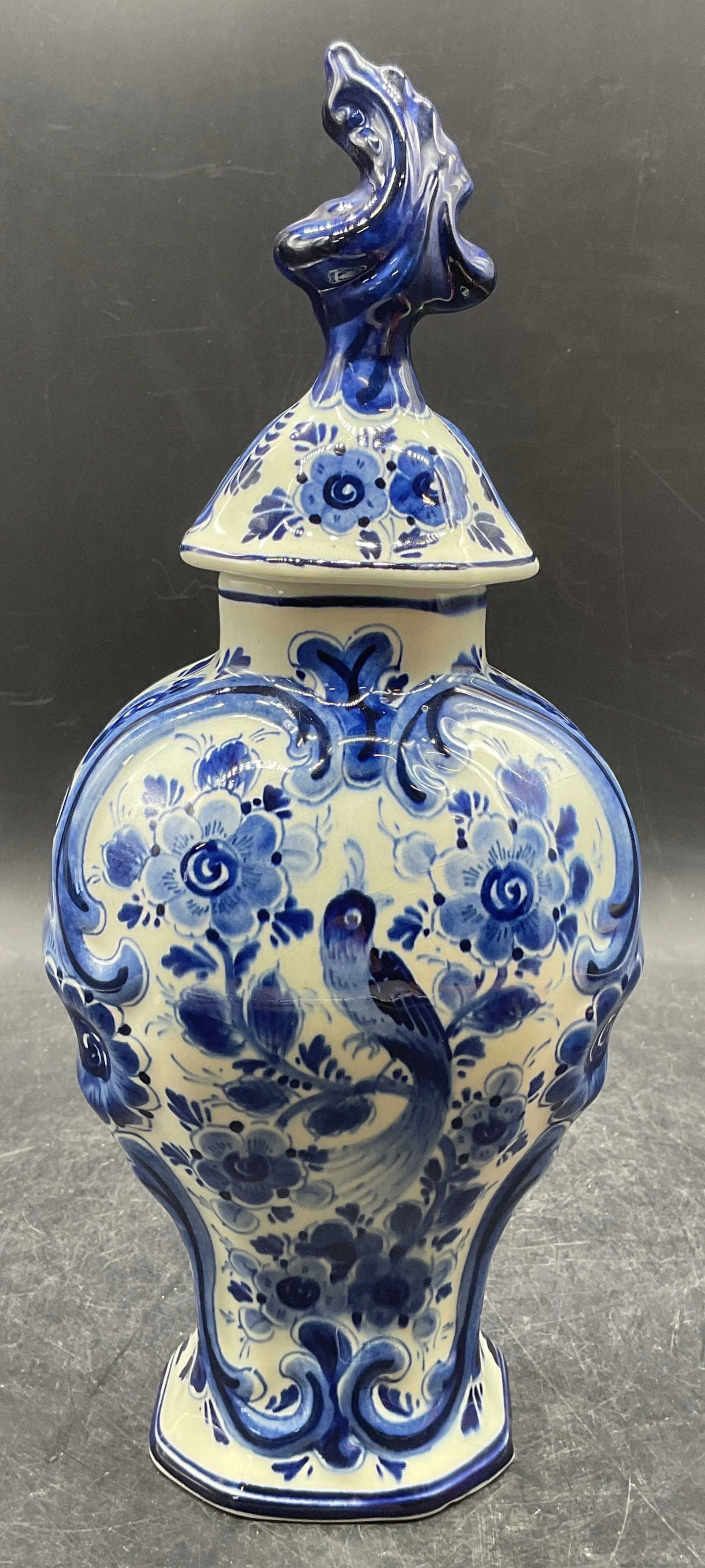 Regina Delft Blue Bird Porcelain Urn, Holland (1 of 6)