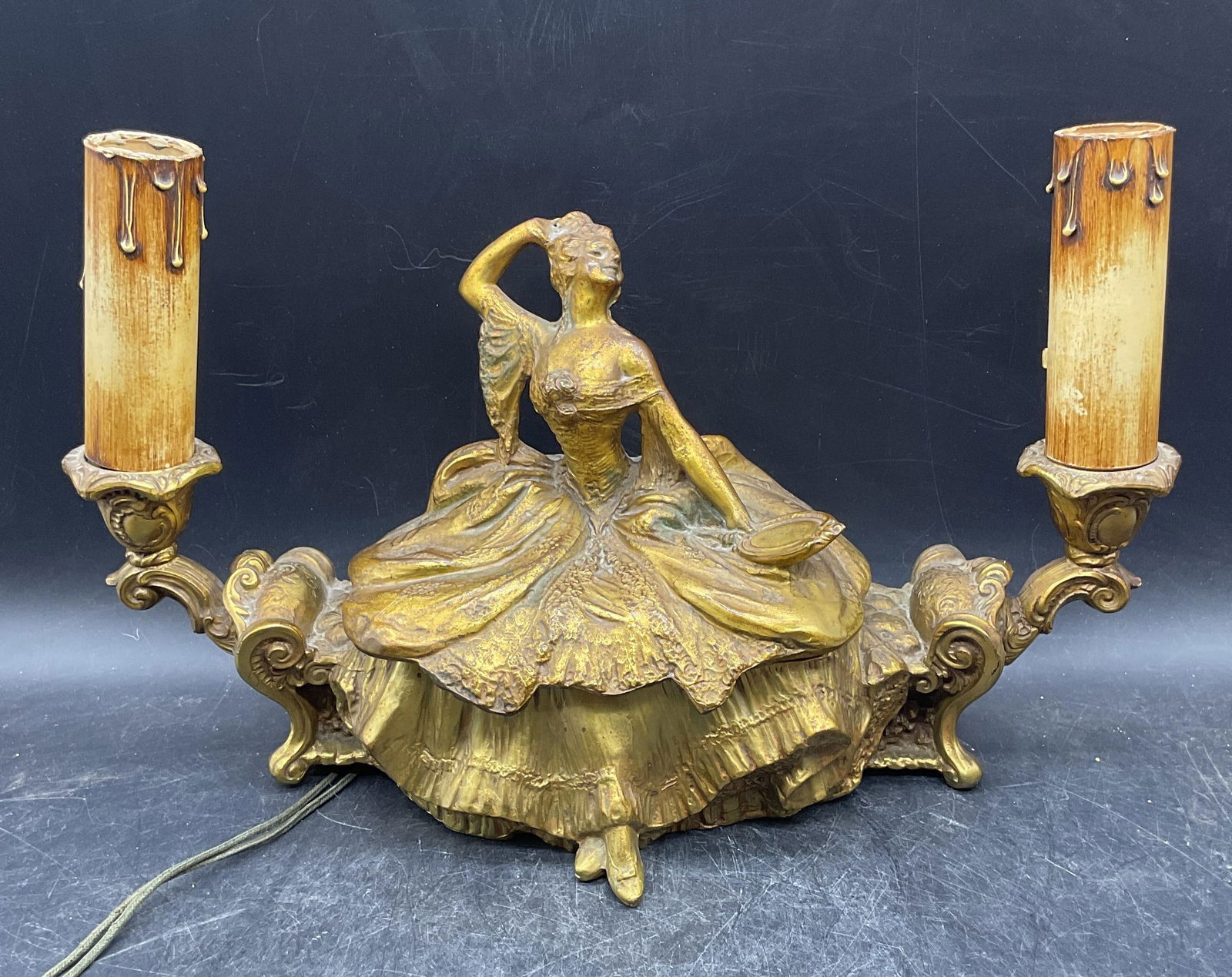 Antique WEIDLICH Gilt Jewelry Casket Figural Lamp (1 of 8)