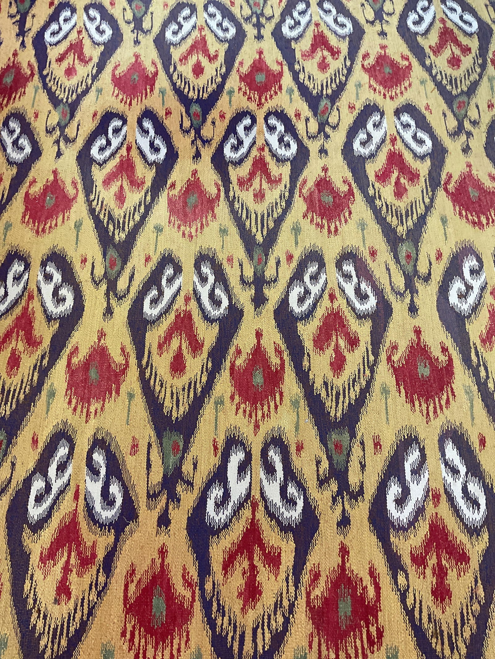 Hand Woven Yellow Ikat Wool Rug (1 of 6)