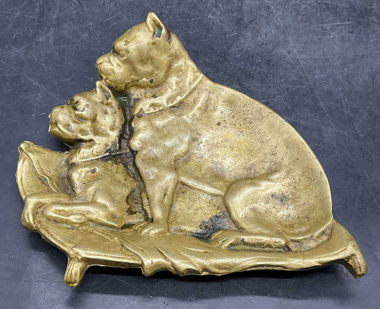 Vintage Brass Bull Dog Trinket Dish (1 of 6)