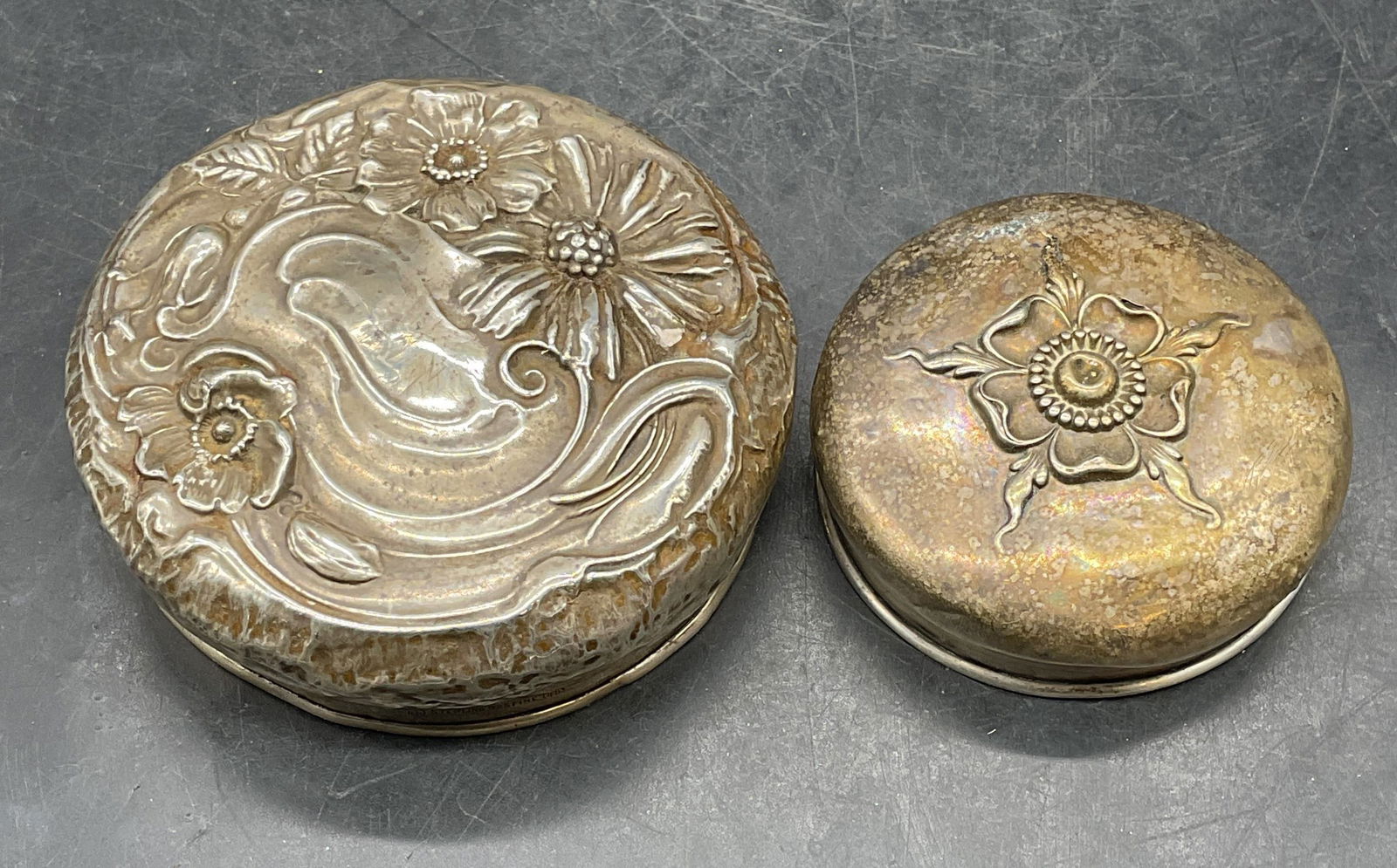 Lot 2 Signed Vintage Sterling Silver Lids (1 of 7)