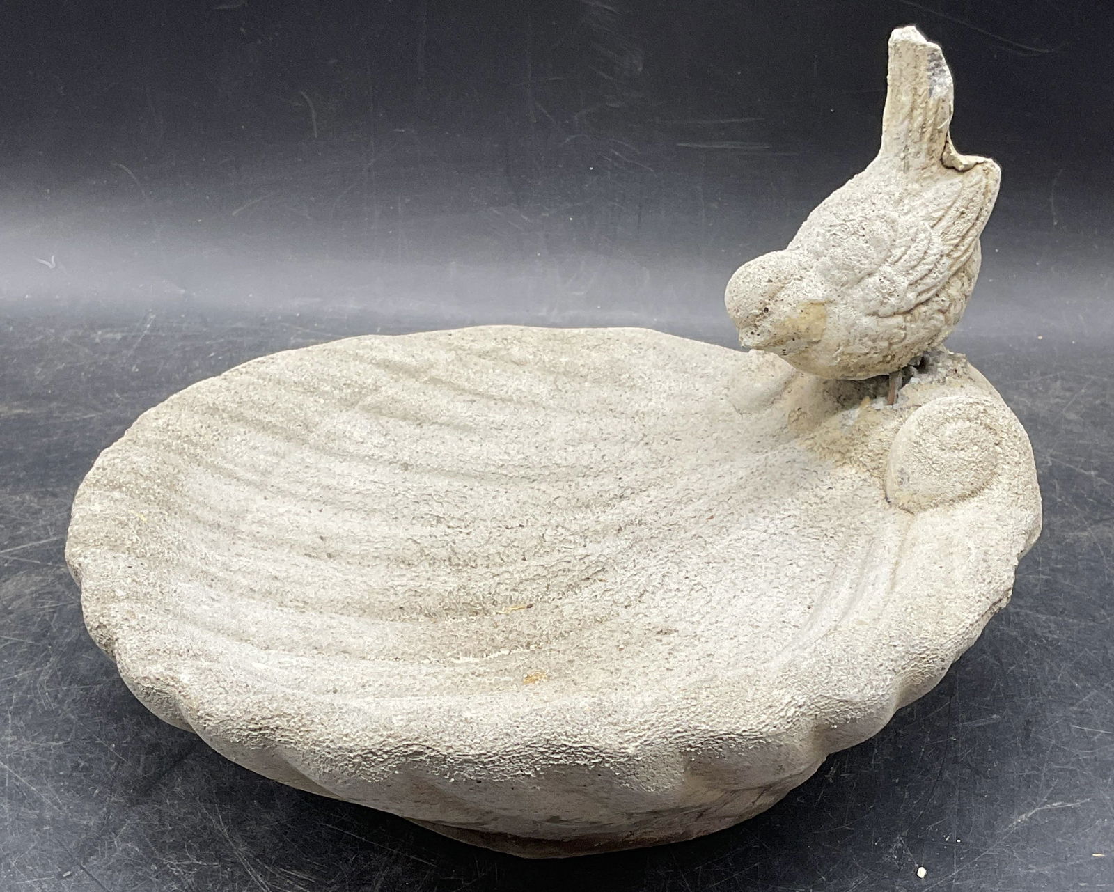 Vintage Cement Clamshell Bird Bath (1 of 6)