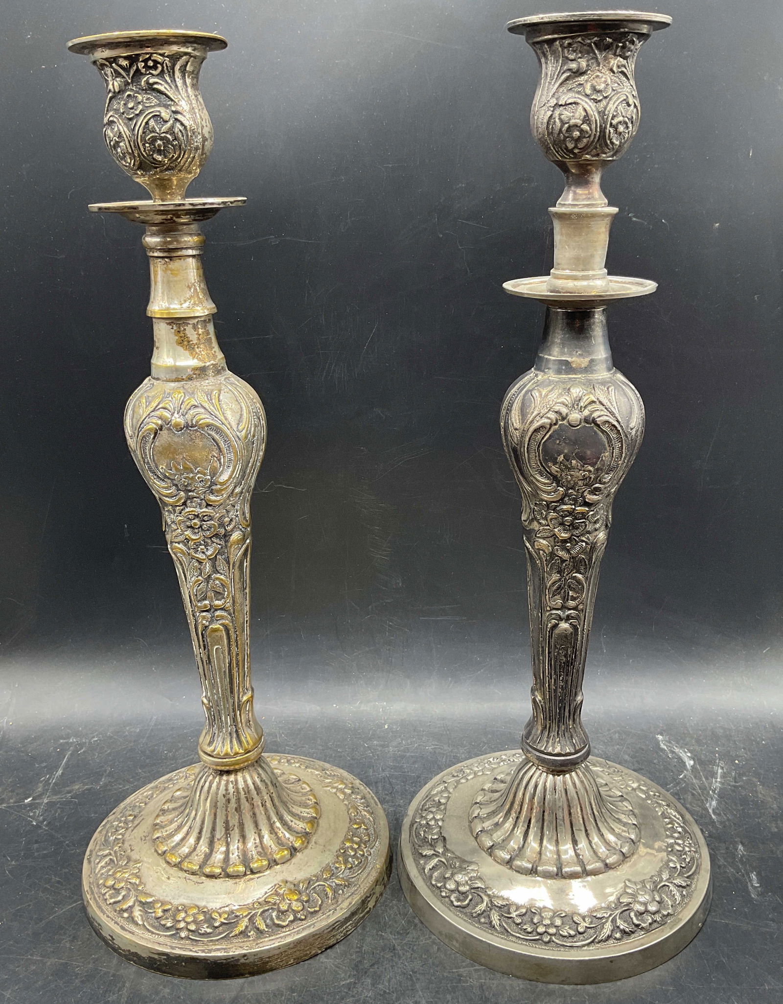 Near Pr Vintage Silver Plated Candlesticks 16 In T (1 of 7)