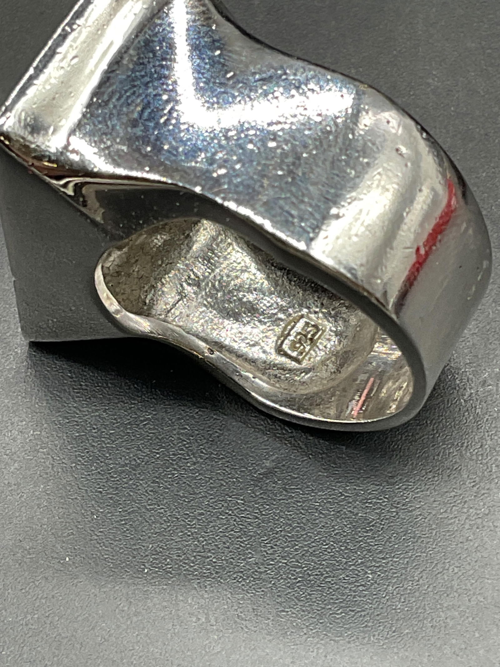 Sterling Silver Crystal Calligraphy Ring - 5