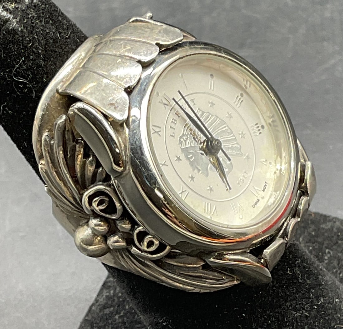 Signed Sterling Silver Liberty Ring Watch (1 of 6)