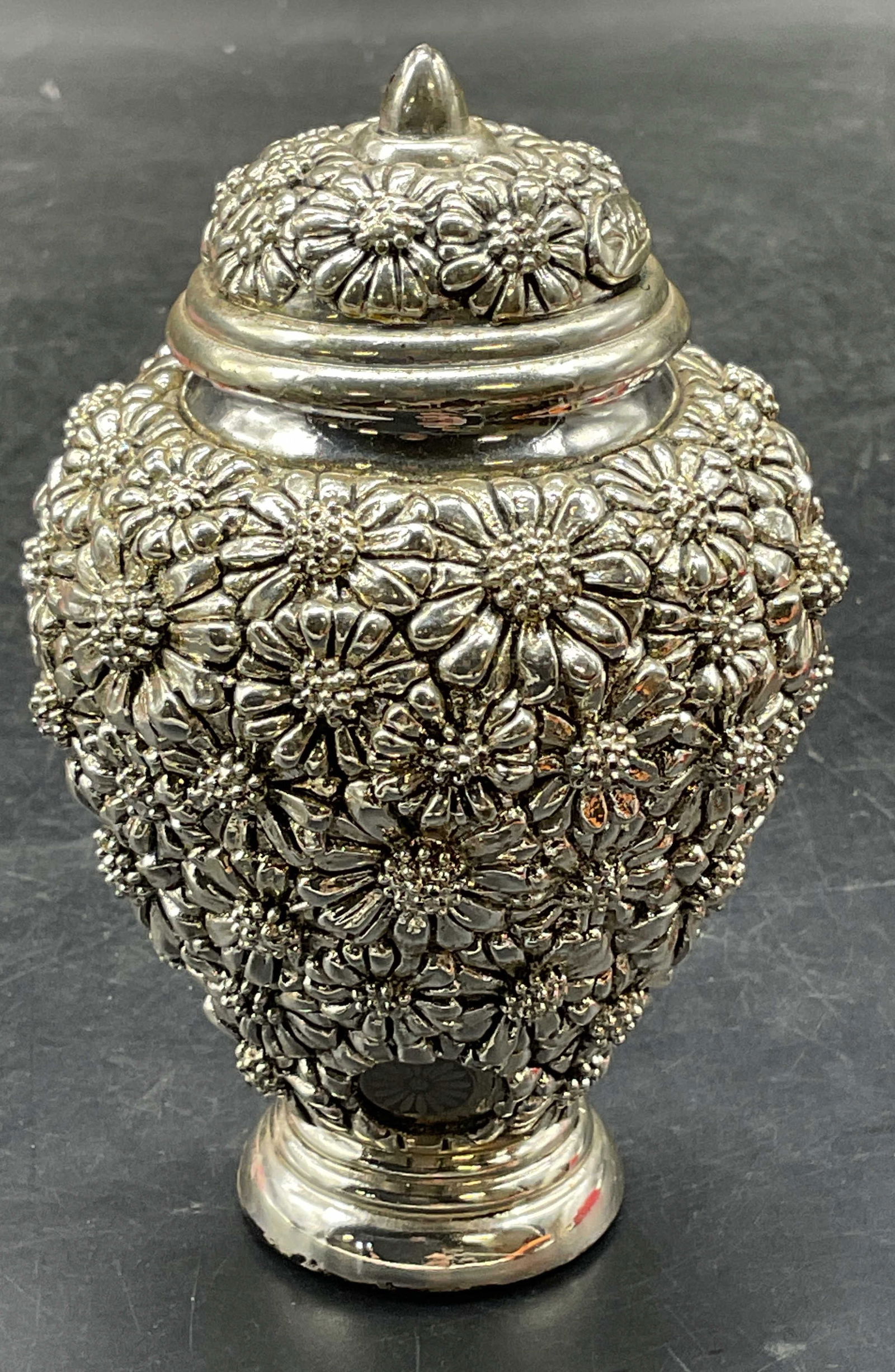StilArte Silver Laminate Floral Urn Jar, Italy (1 of 6)