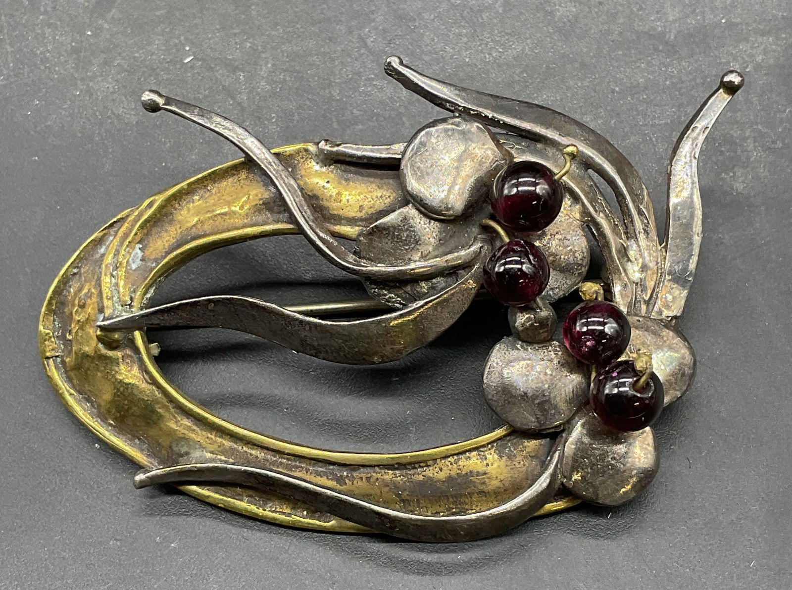 Sterling Silver Semiprecious Flower Brooch (1 of 6)