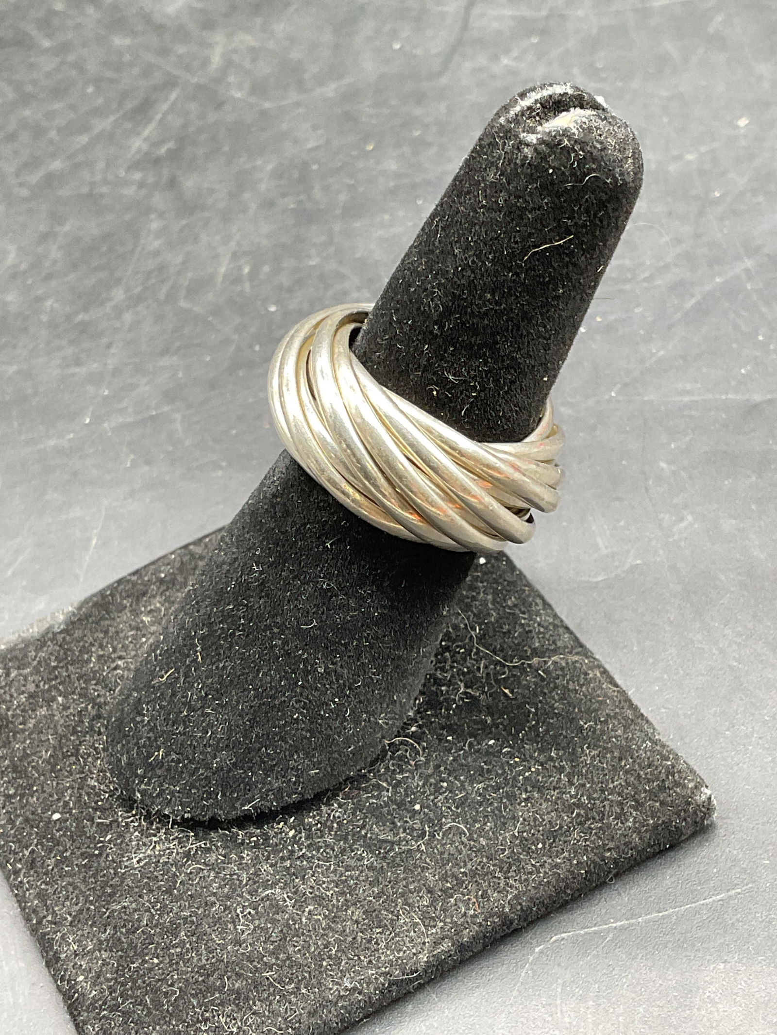 Vintage Sterling Silver Interlocking Ring - 3