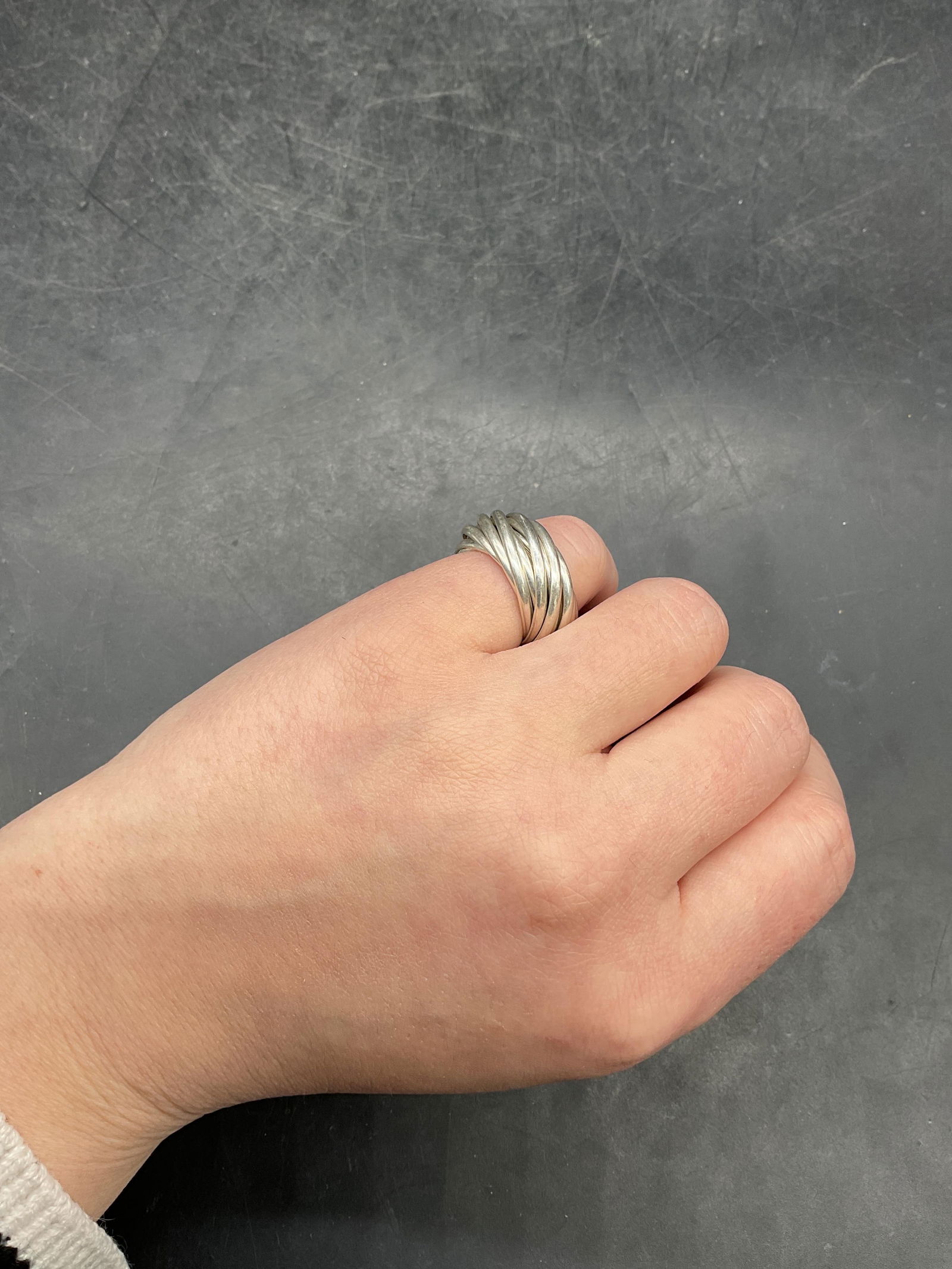 Vintage Sterling Silver Interlocking Ring - 6
