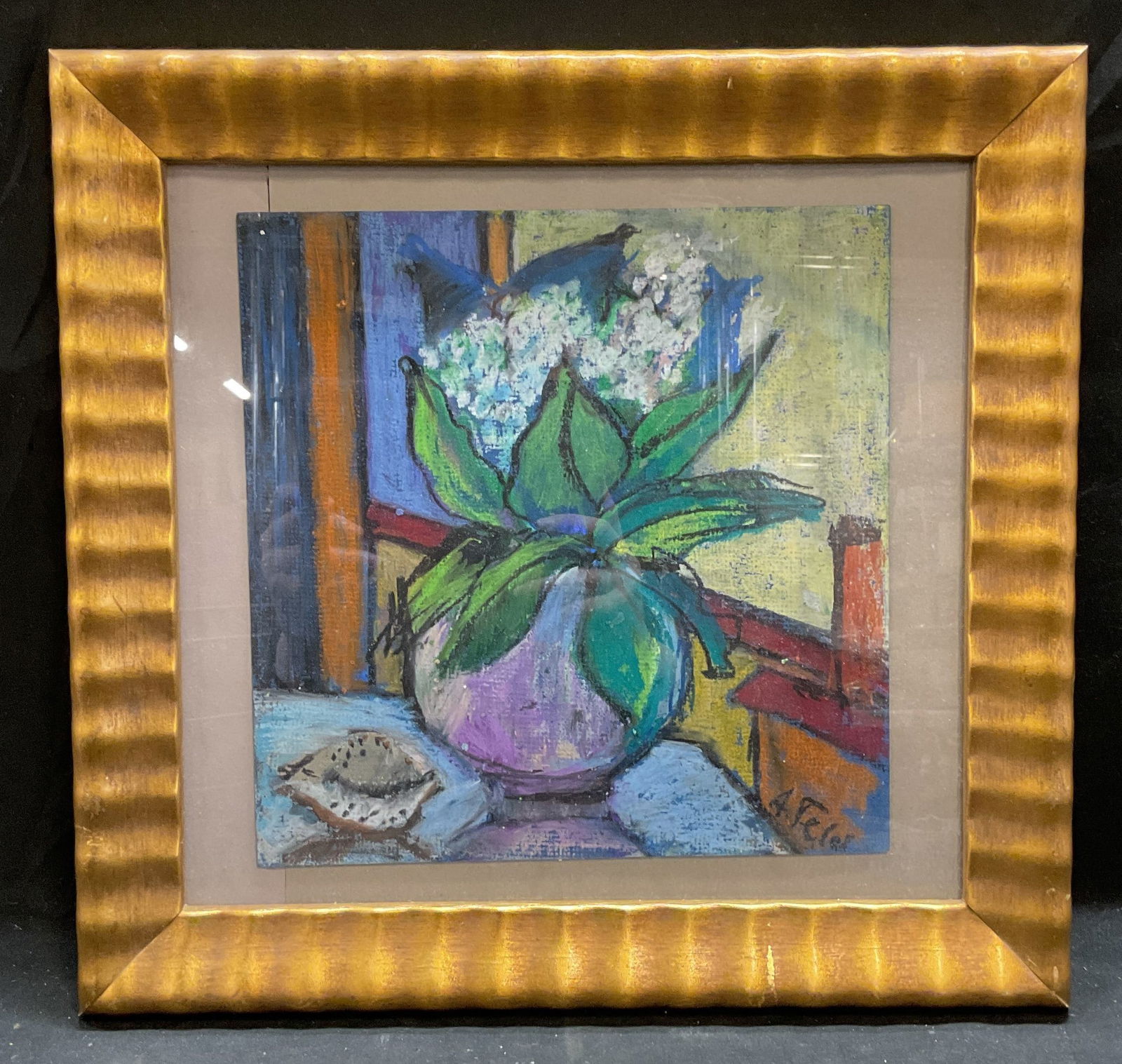Framed Signed Anna Feld Still Life Oil Pastel (1 of 6)