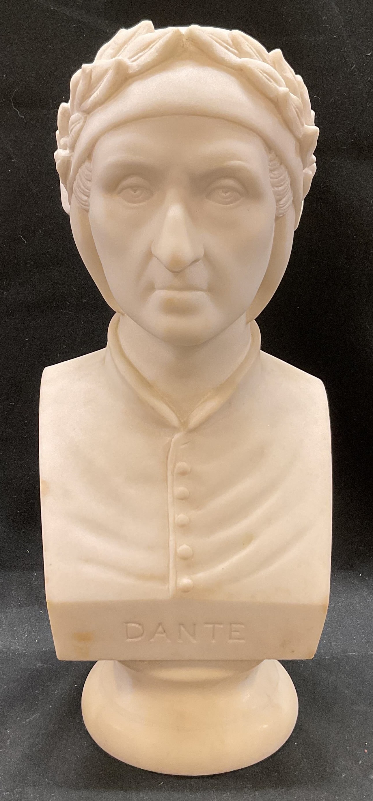 Carved white marble bust of Dante (1 of 7)