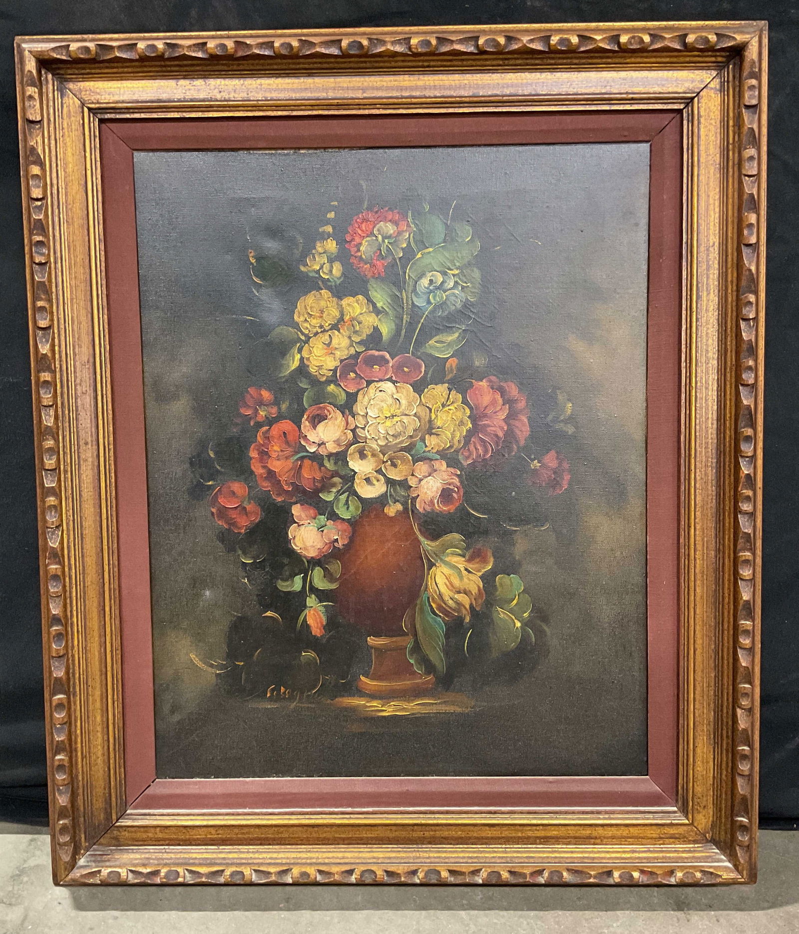 Signed Still life with Flowers Oil Painting 26.5in (1 of 6)