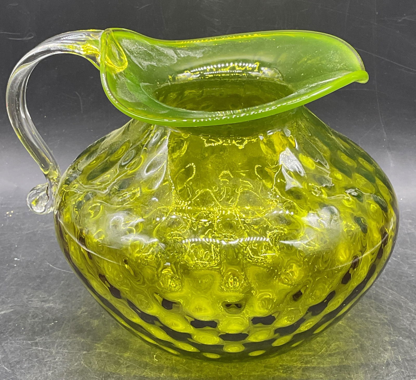 MCM Green Diamond Art Glass Pitcher (1 of 6)