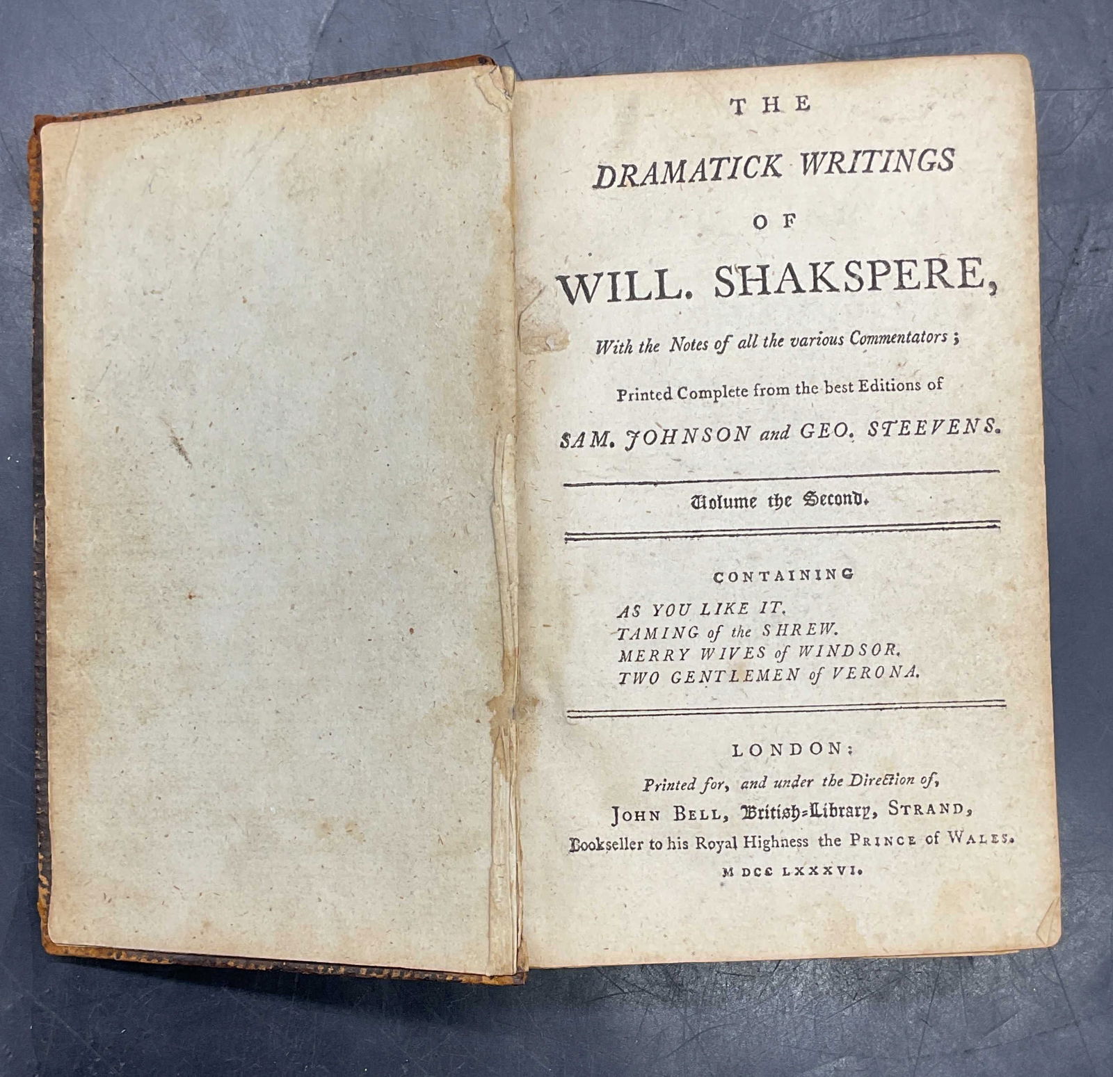 1786 Bells Dramatic Writings of Shakespeare (1 of 6)