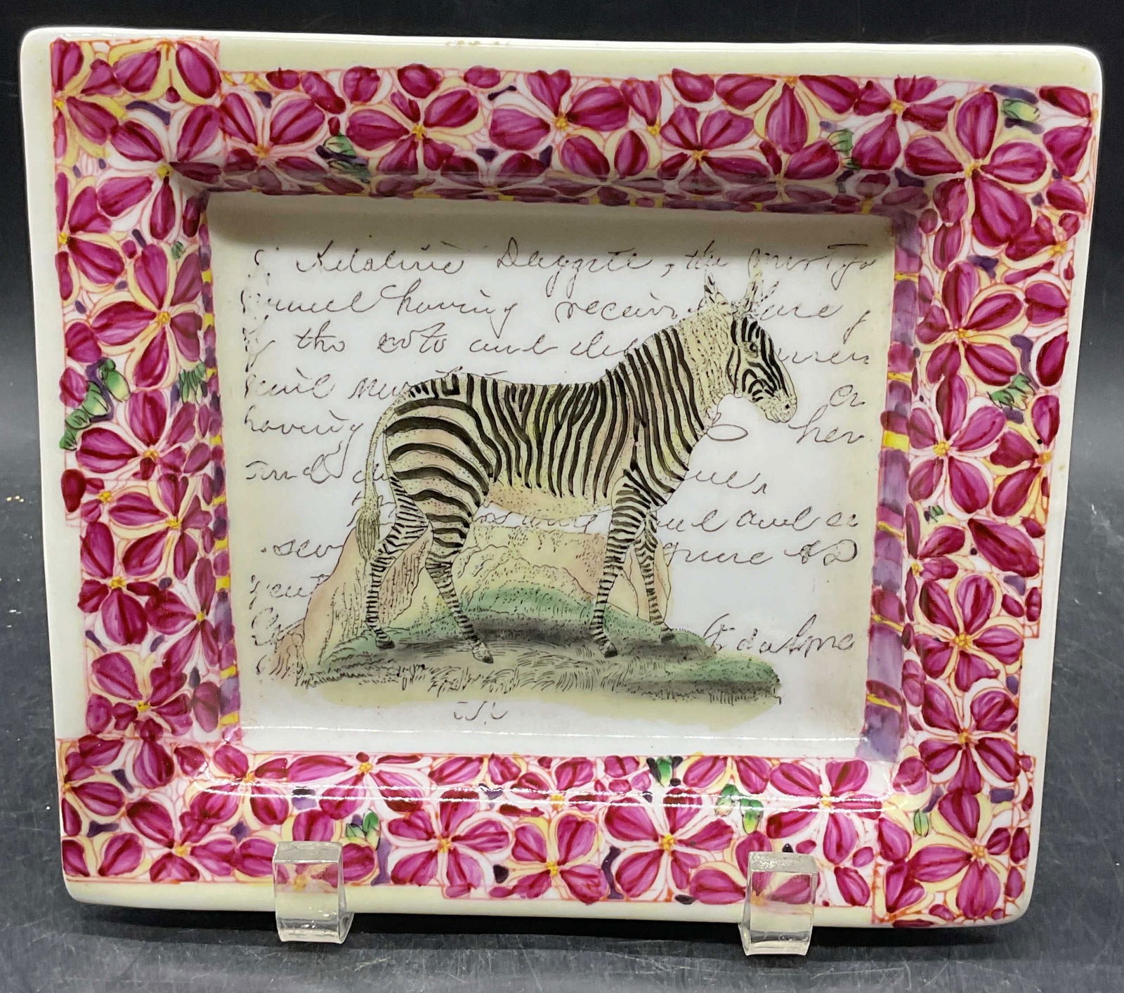 John DERIAN Hand Painted Porcelain Zebra Plate (1 of 6)