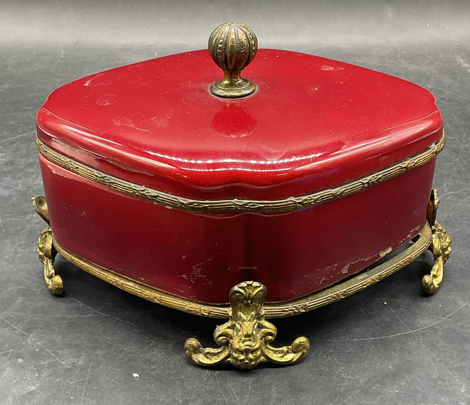 MP Sevres Red Porcelain Jewelry Box, France (1 of 6)