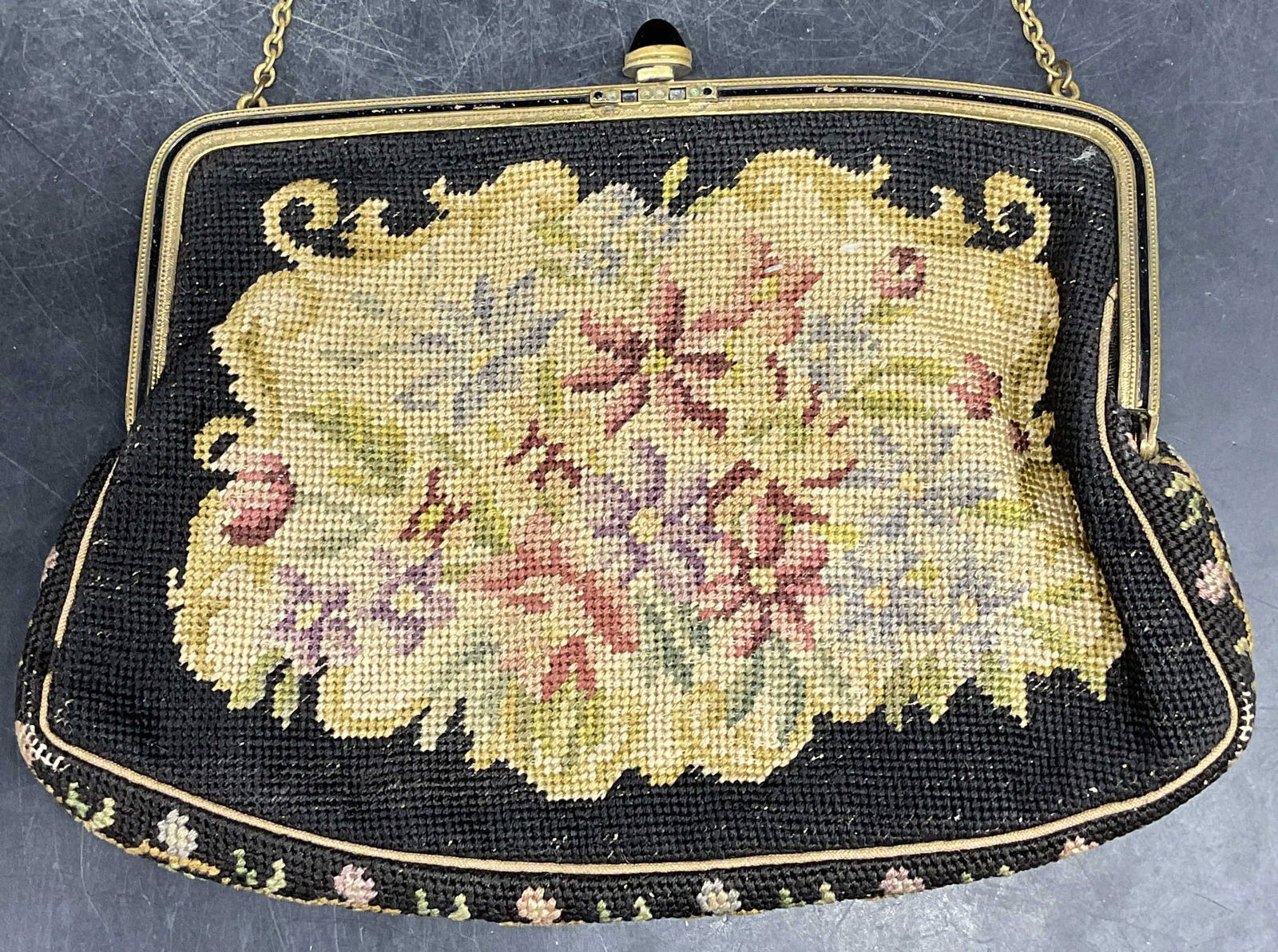 Vintage Floral Needlepoint Tapestry Handbag (1 of 7)