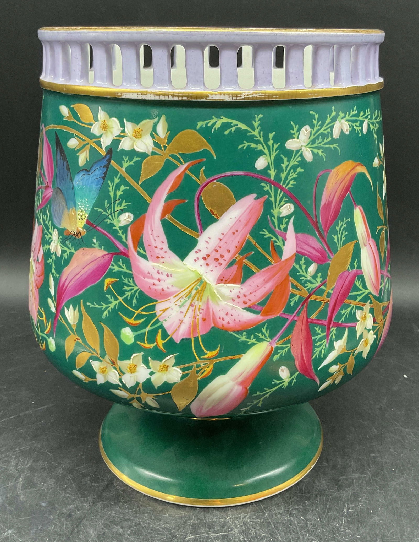 Vintage Floral Porcelain Footed Jardiniere (1 of 6)