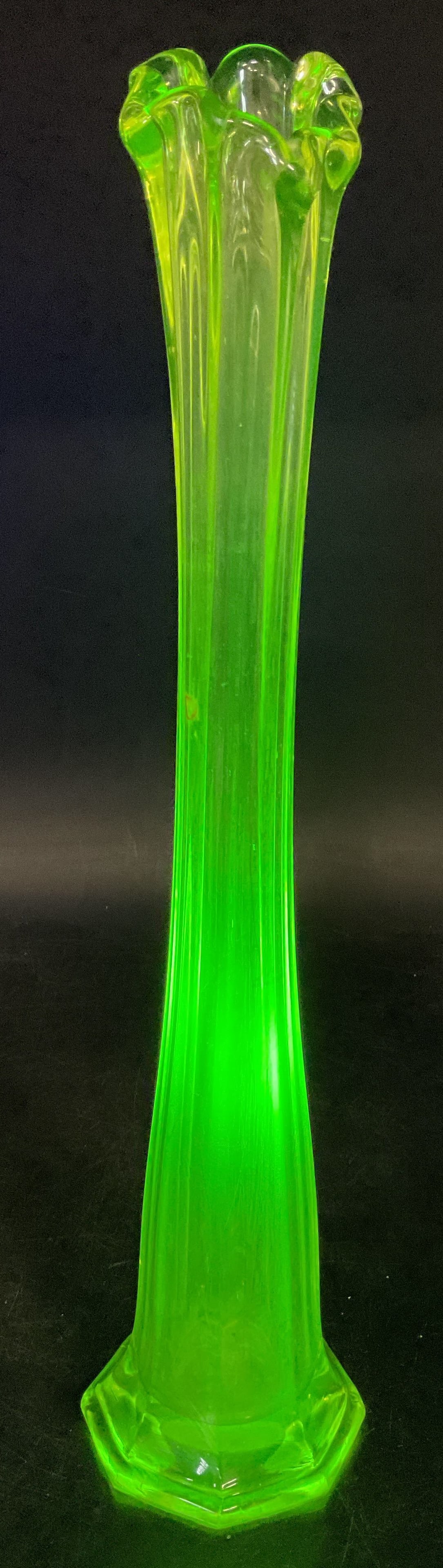 Vintage Uranium Glass Swung Vase (1 of 6)