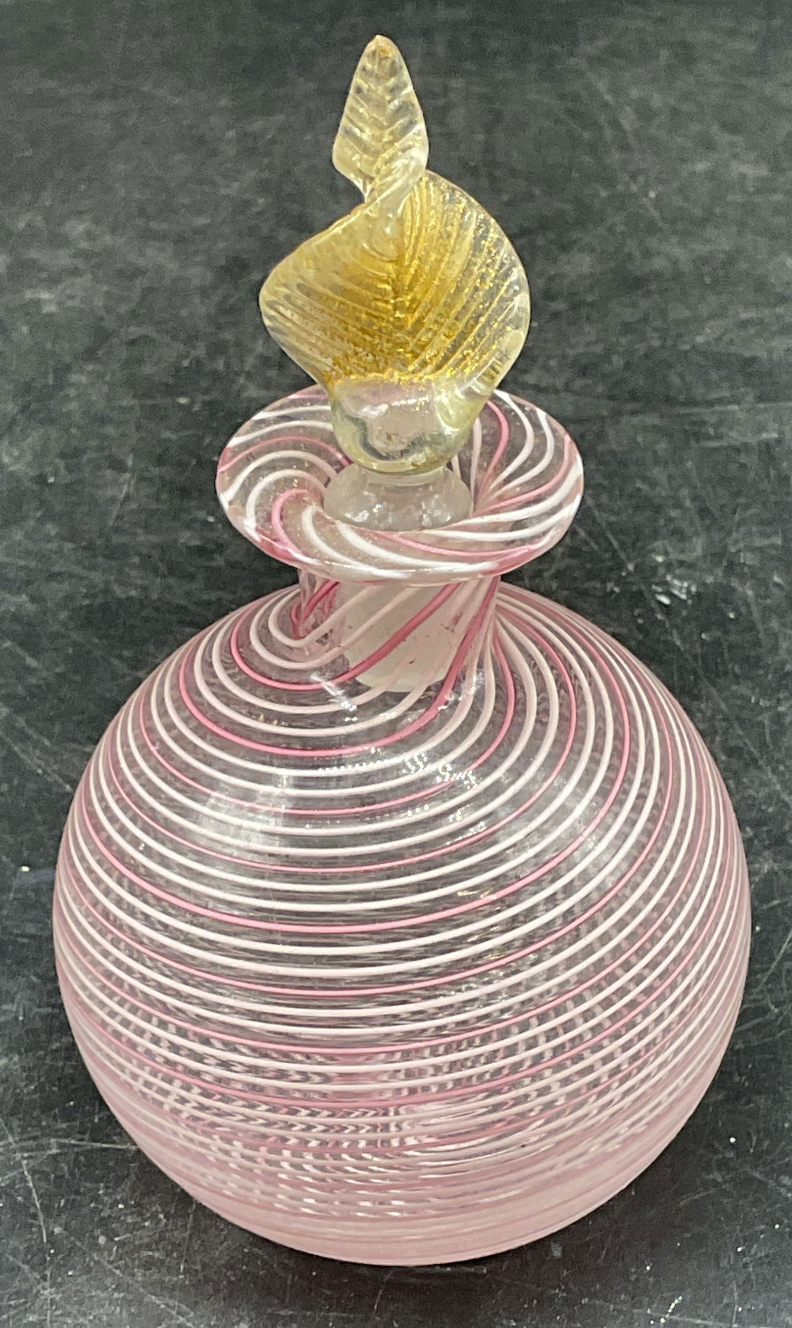 Pink & White Swirl Art Glass Perfume Bottle (1 of 6)
