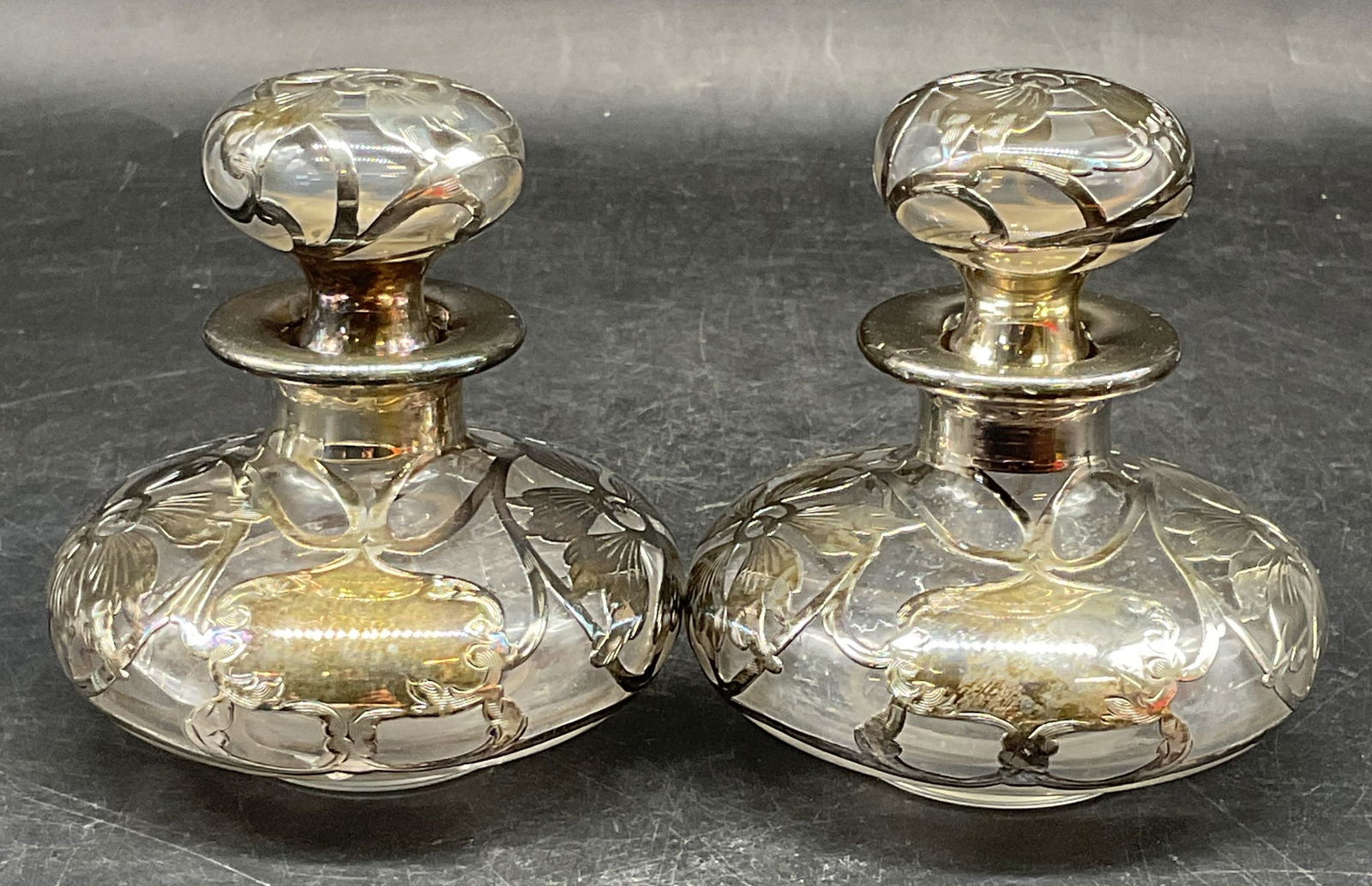 Pair Sterling Silver Overlay Perfume Bottles (1 of 9)