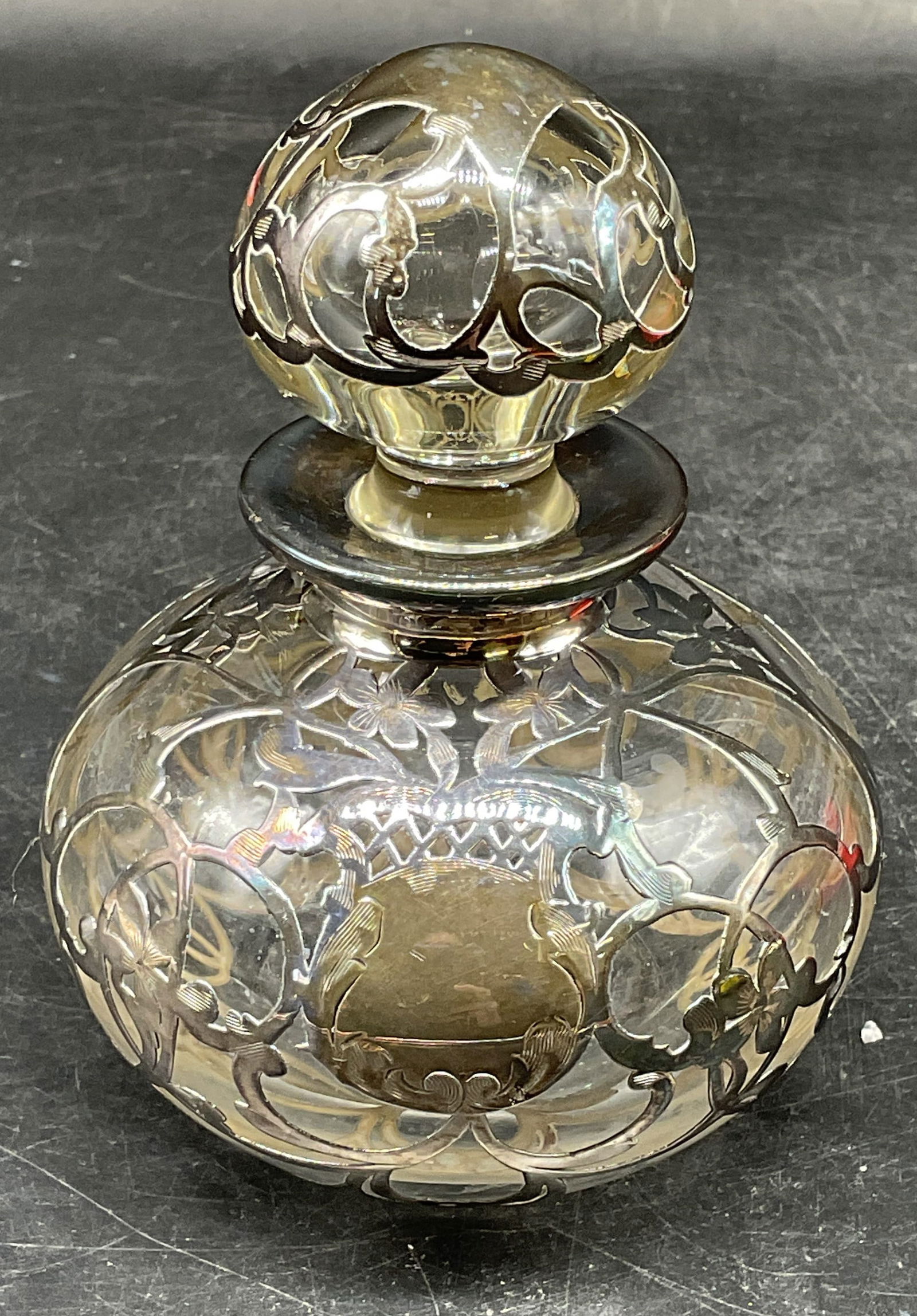 Antique Sterling Silver Overlay Perfume Bottle (1 of 9)