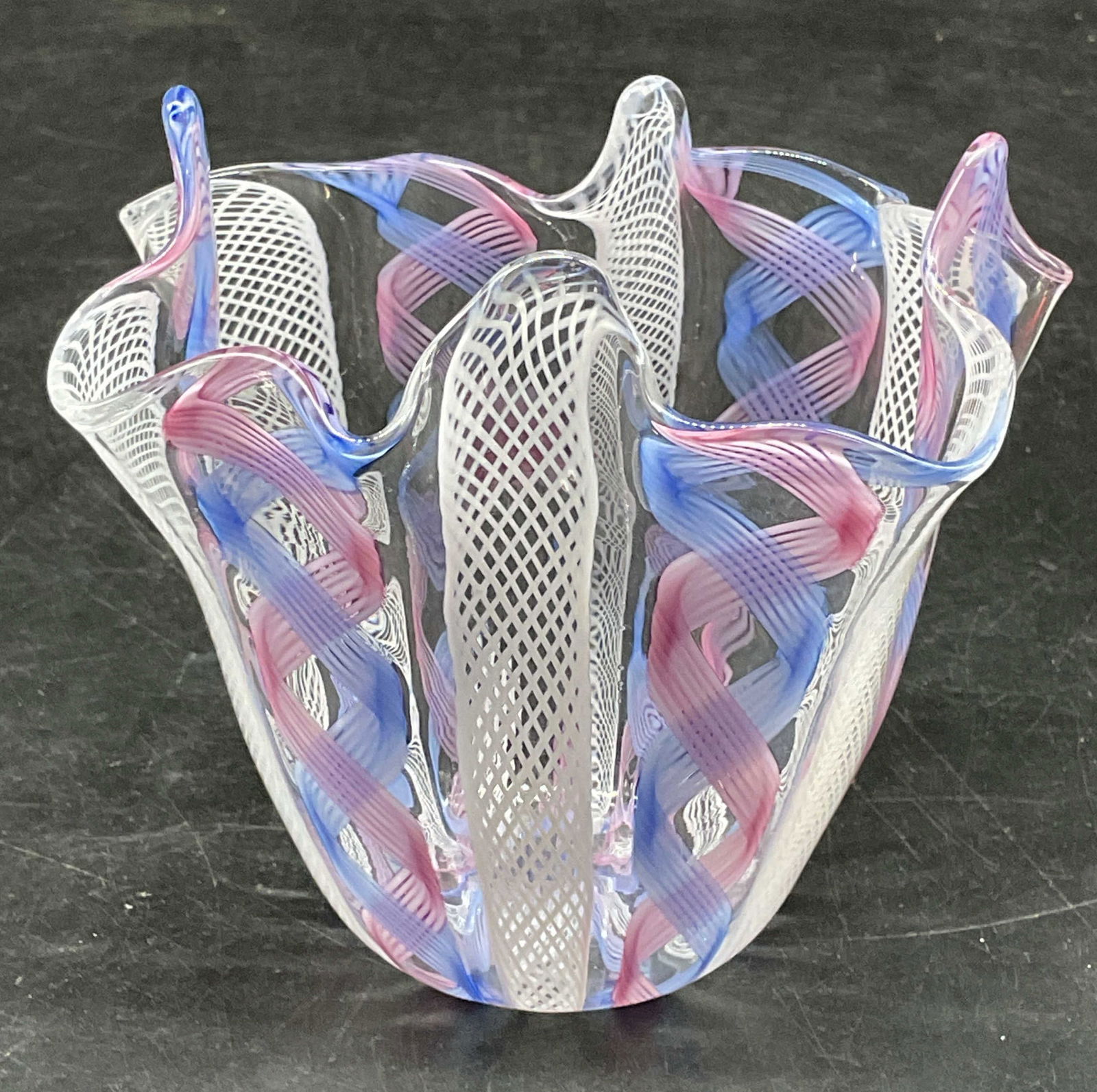 Vintage Fazzoletto Latticino Art Glass Vase (1 of 6)