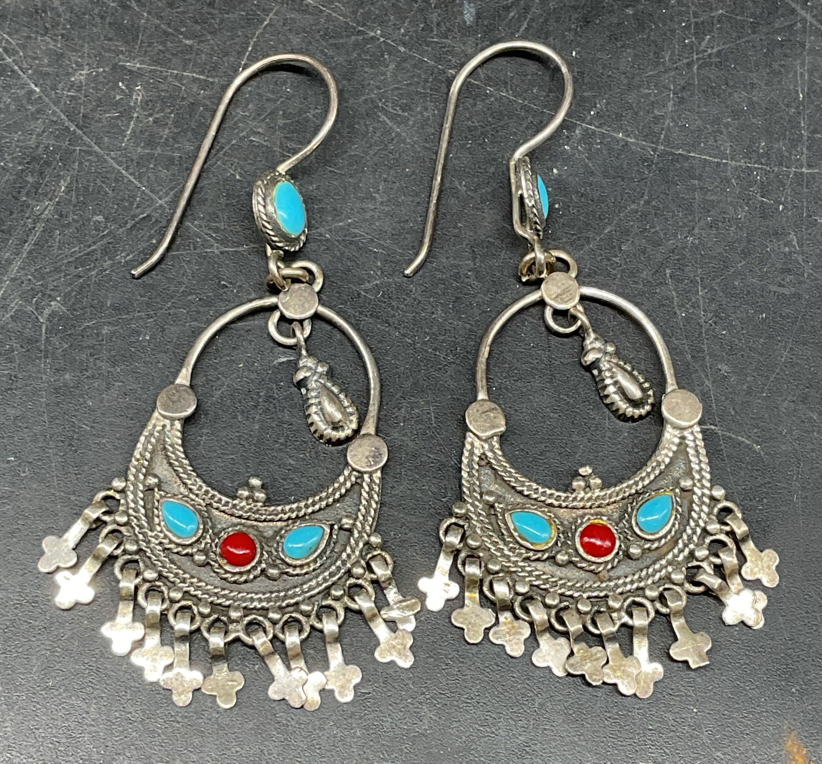 Vintage Sterling Silver Enamel Earrings (1 of 6)