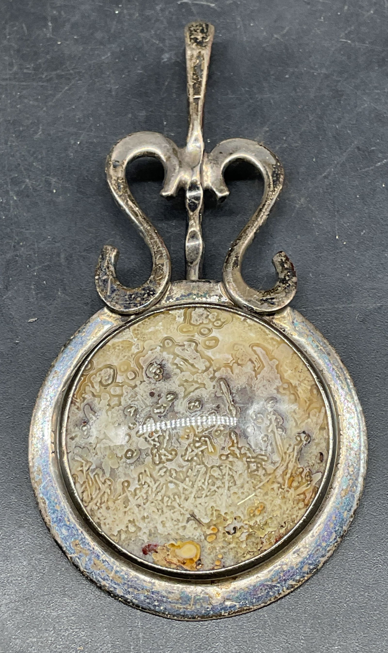 Vintage Sterling Silver Agate Pendant (1 of 6)