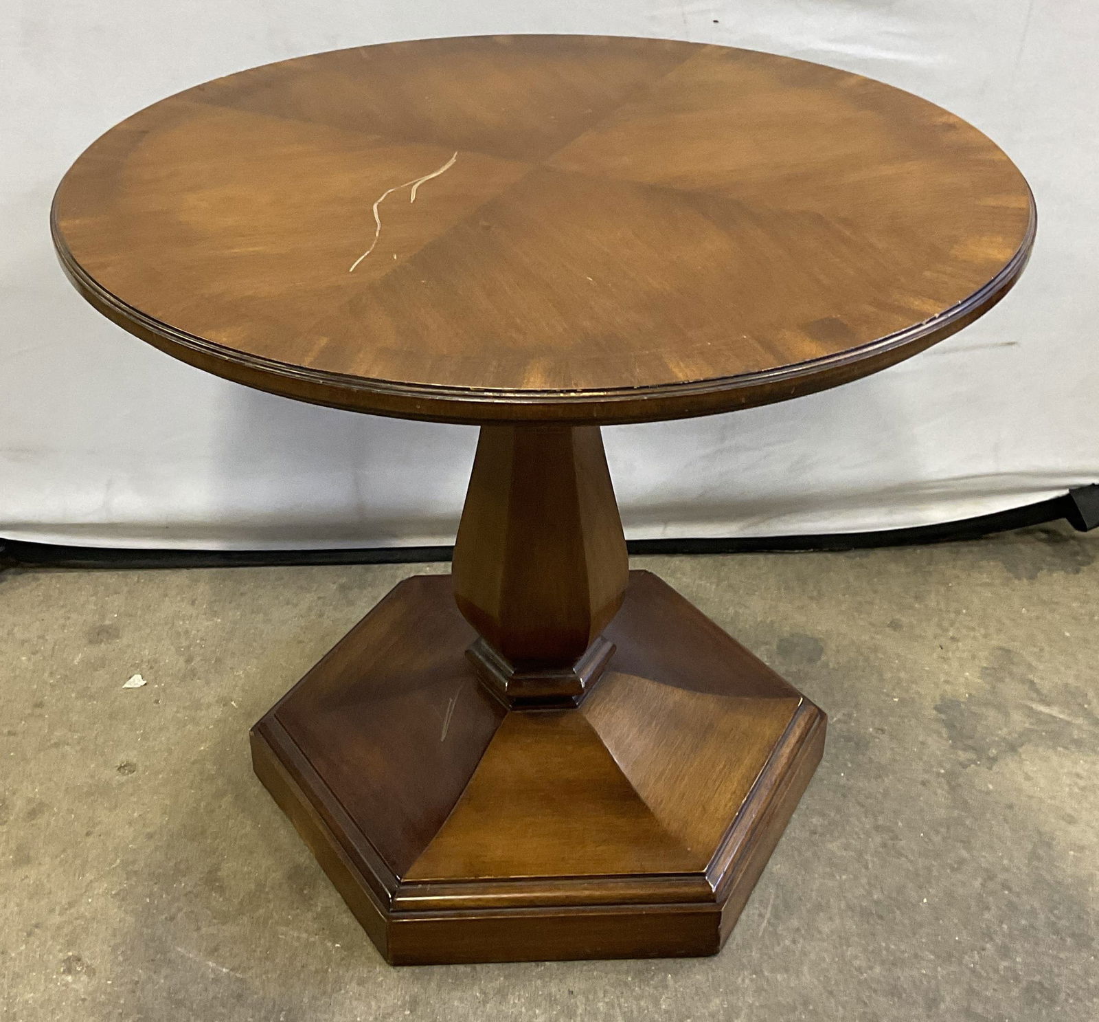 Vintage Round Wood Pedestal Side Accent Table (1 of 6)