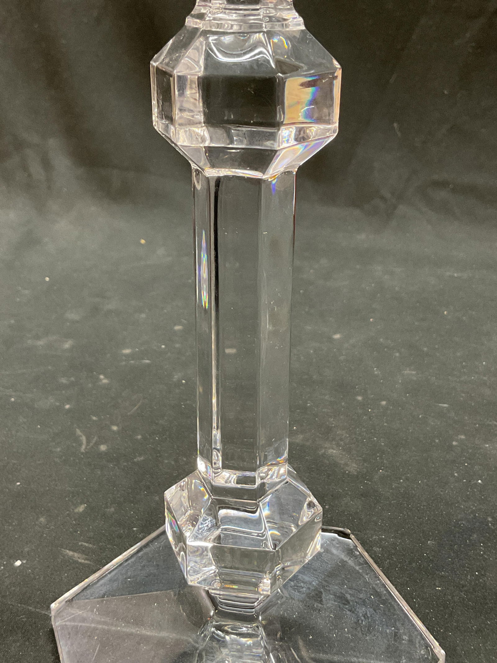 Pair SGND Val St Lambert Crystal Candlesticks - 7