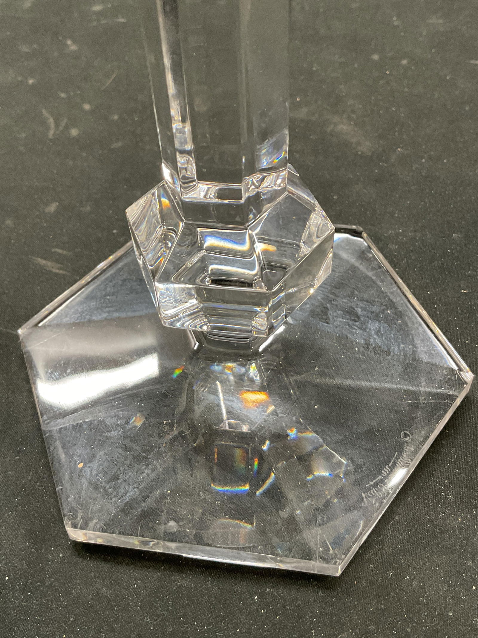 Pair SGND Val St Lambert Crystal Candlesticks - 8