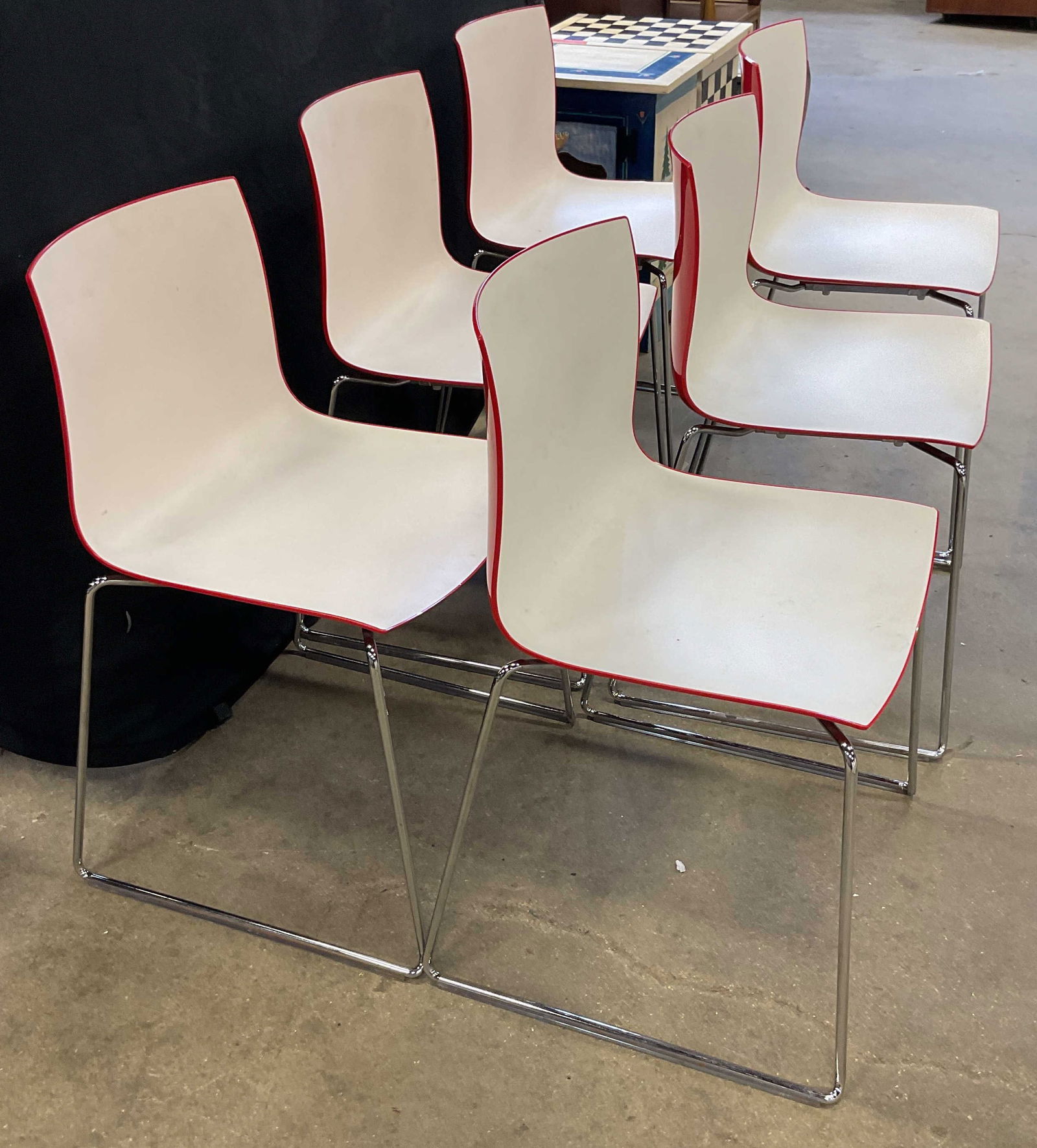 Set 6 Arper Catifa 46 White/Red Chairs (1 of 10)