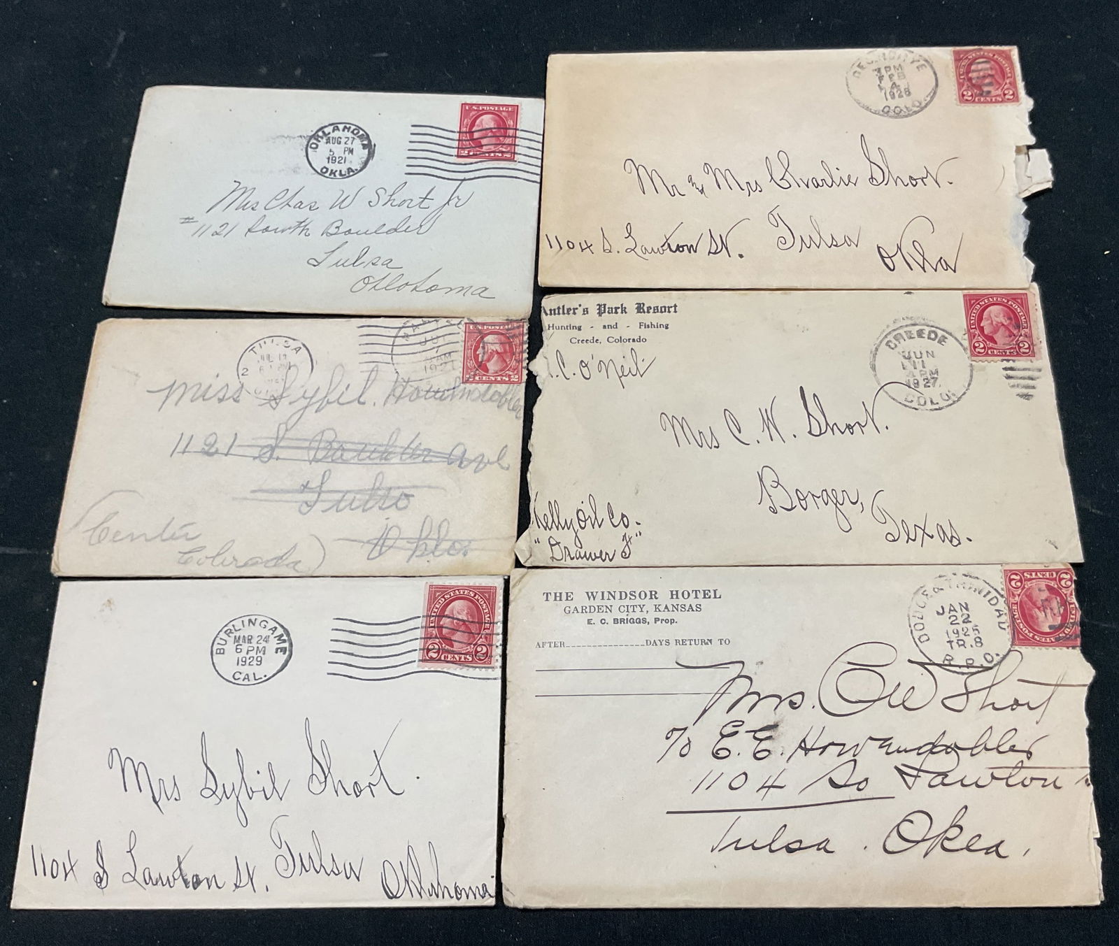 Grp Lot 6 Antq 1920s US Corresp Letters W Stamps (1 of 10)
