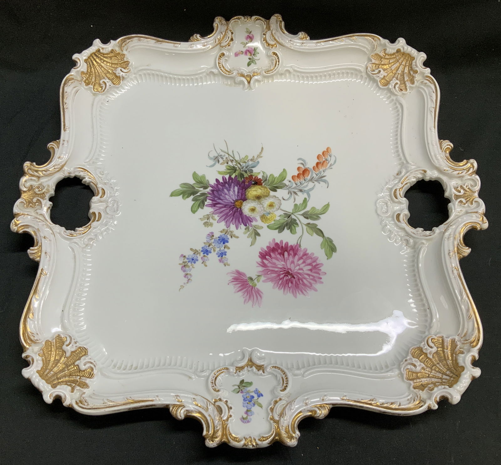 Antique Meissen Gilt & Floral Serving Tray (1 of 7)