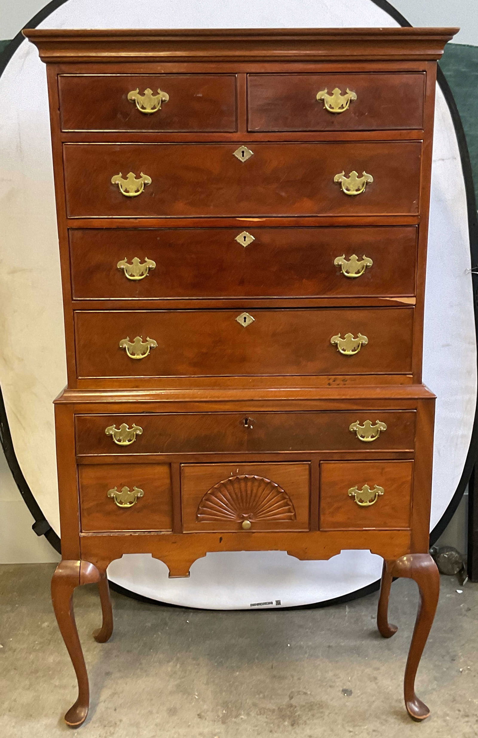 Antique Queen Anne Highboy Chest of Drawers (1 of 9)