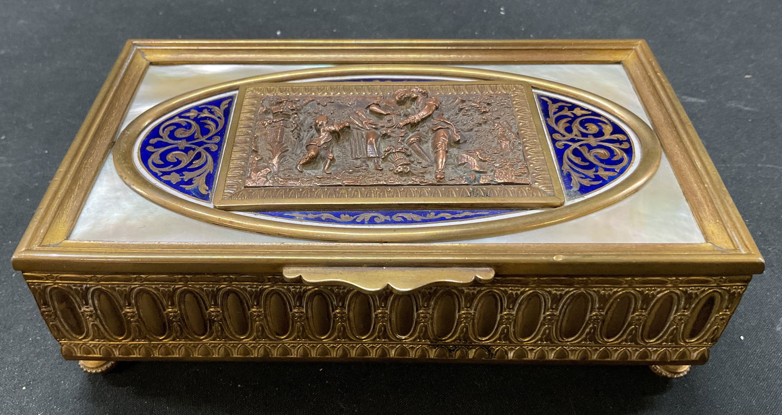 Ovington Enameled Brass Toned Trinket Box France (1 of 12)