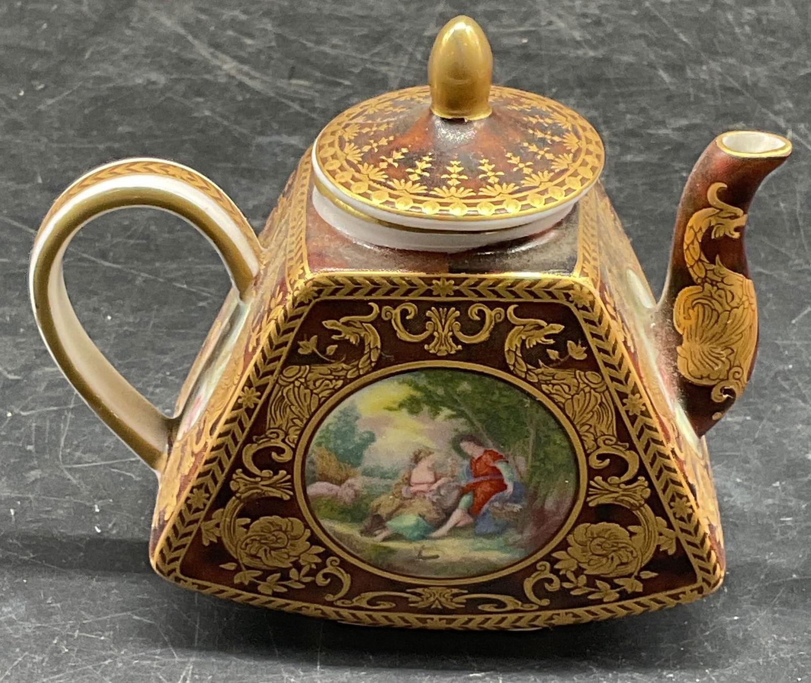 Orchid Miniature Gilt Porcelain Teapot (1 of 6)