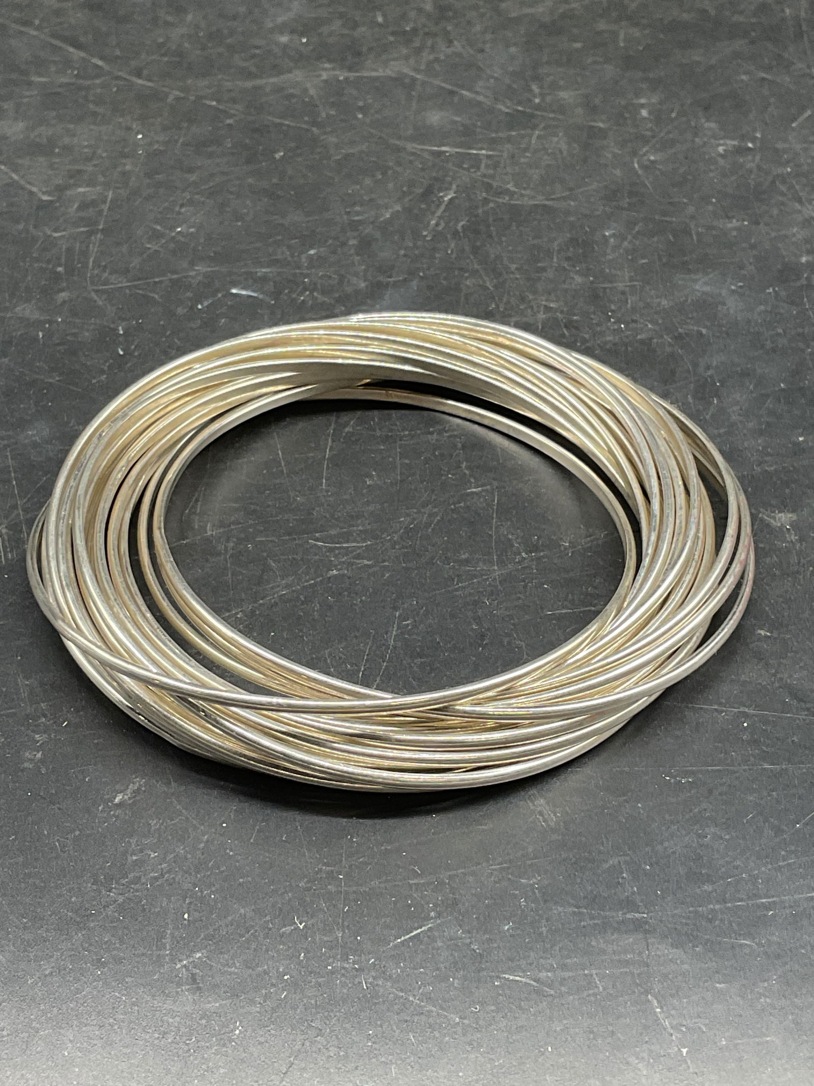 Sgn Sterling Silver Interlocking Bangle Bracelet - 4