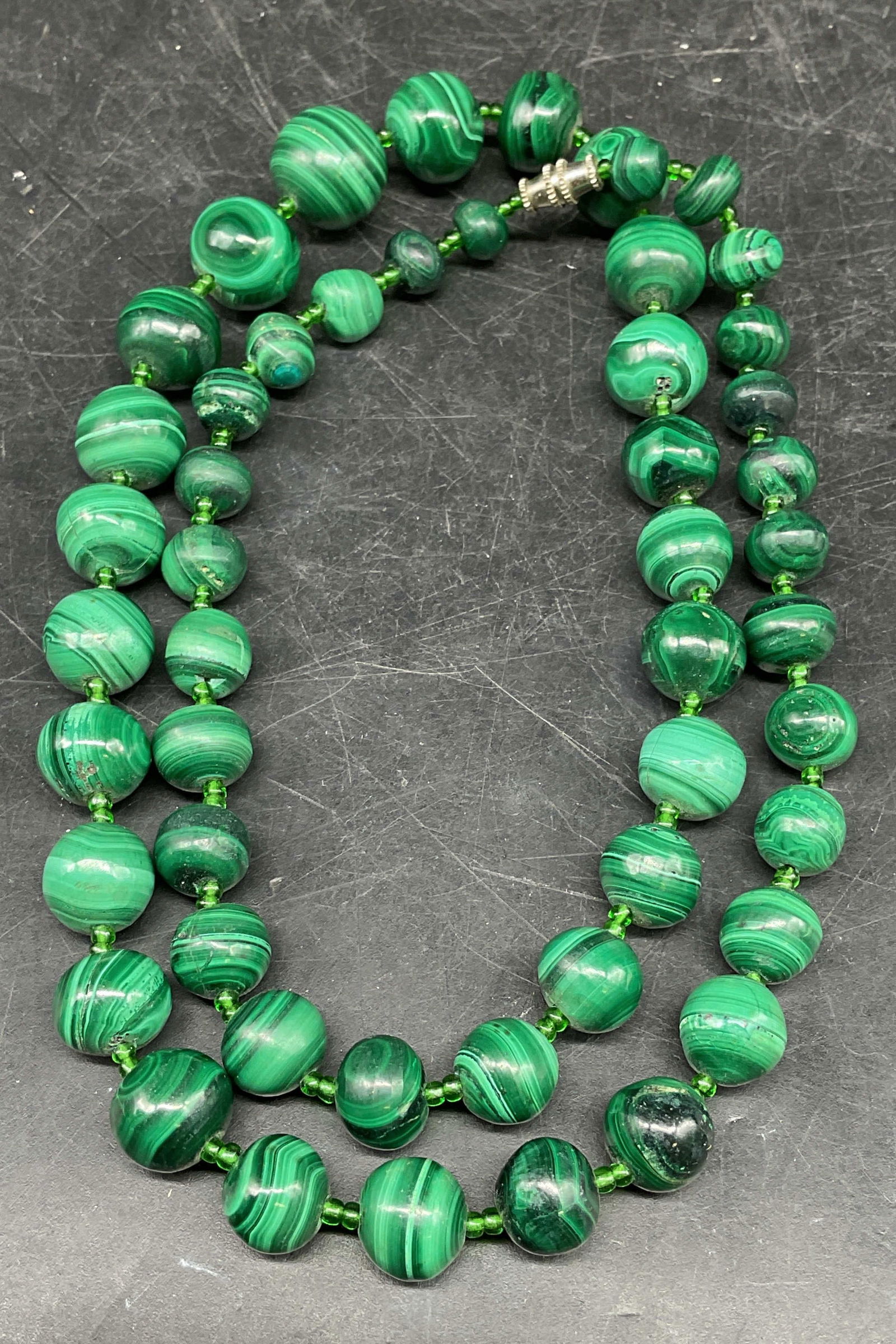 Vintage Malachite Beaded Necklace (1 of 7)