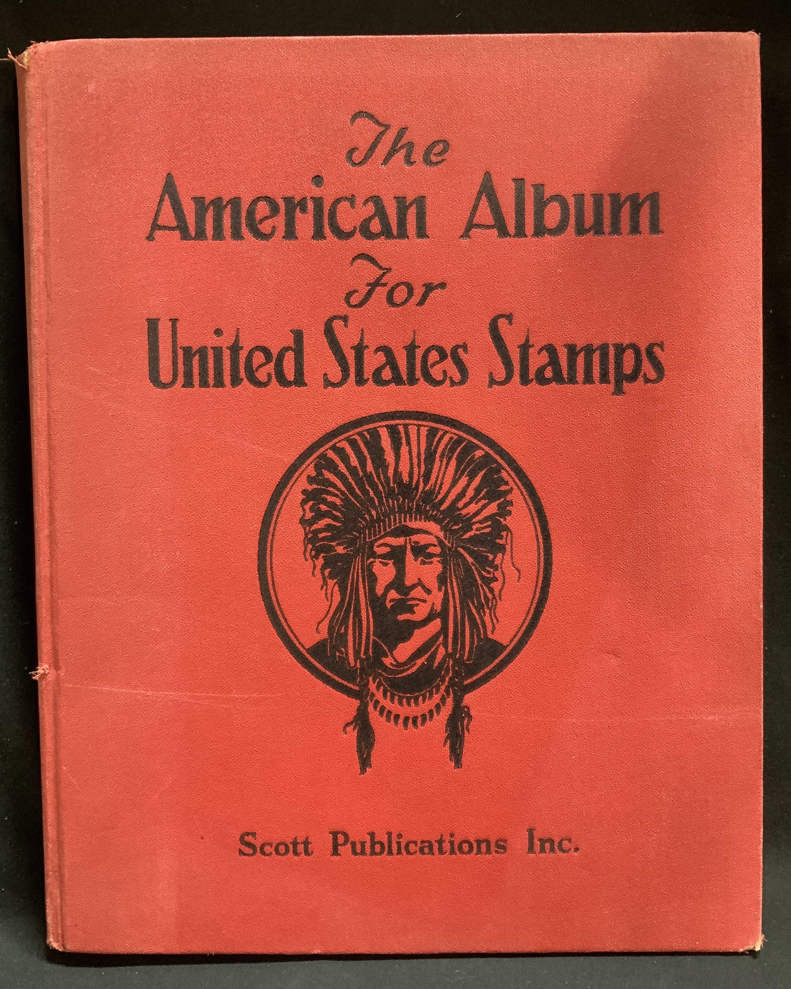 1939 Scott American Album for United States Stamps: The American Album for United States Stamps. Scott Publications, Inc. Designed & written by Theresa M. Clark. Copyright 1939. Stamp album is red toned & features an illustration on front cover. Variou