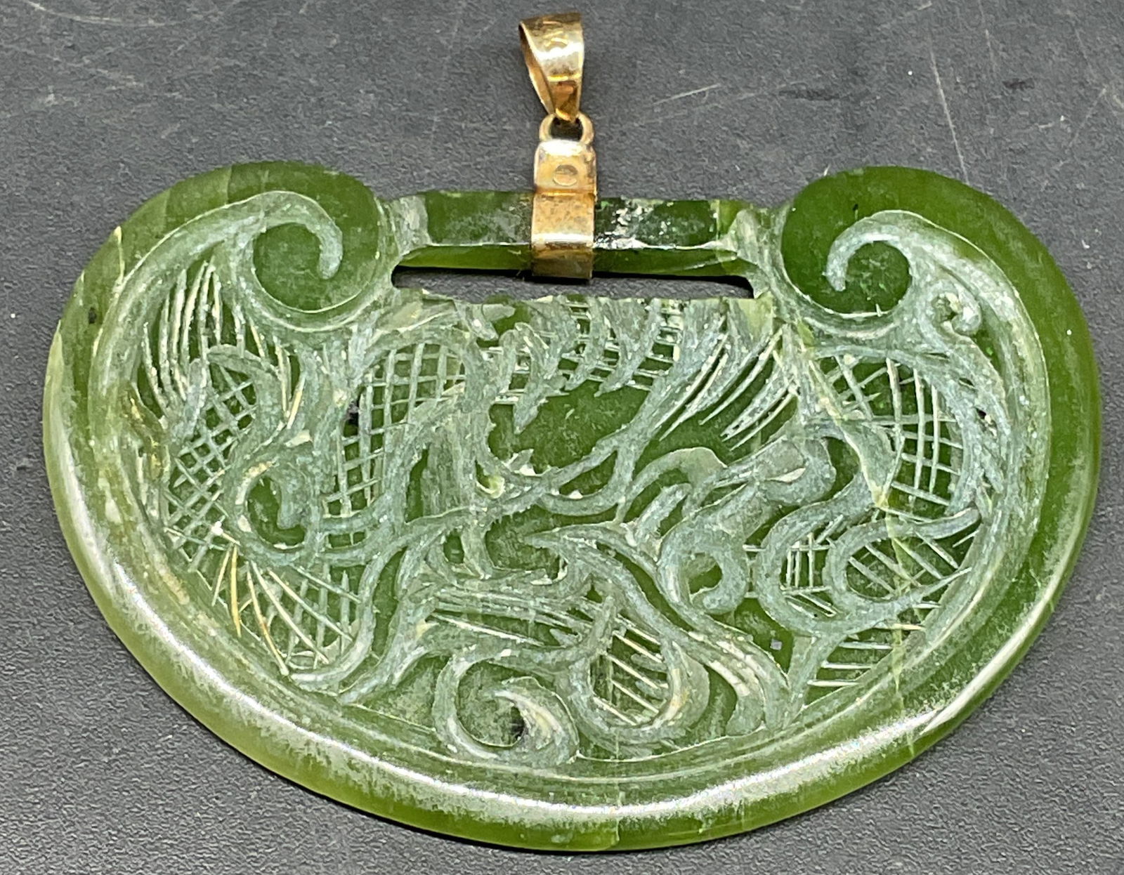14K Gold Asian Carved Jade Pendant (1 of 6)