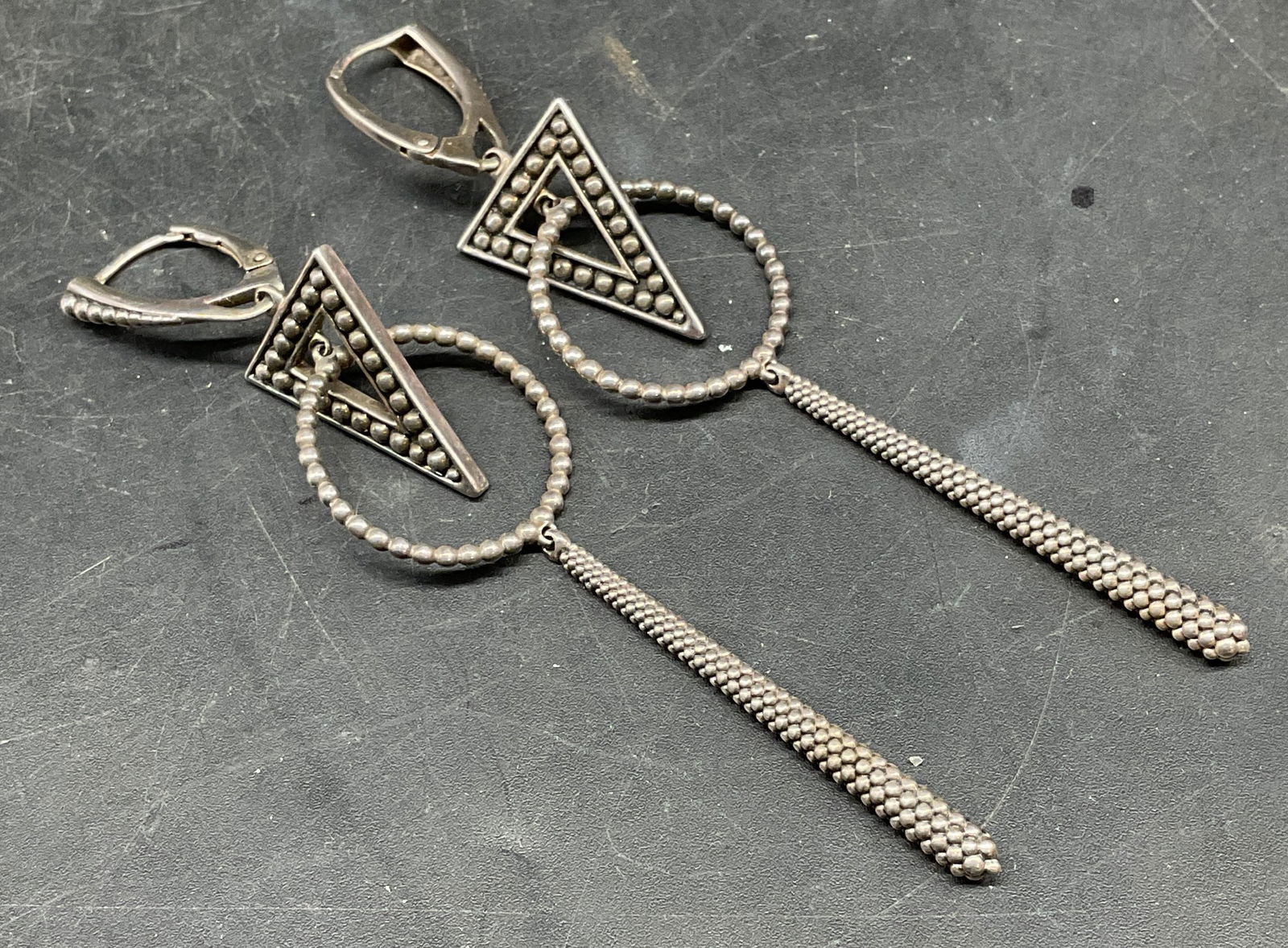 Lagos Caviar Sterling Silver Triangle Earrings (1 of 6)