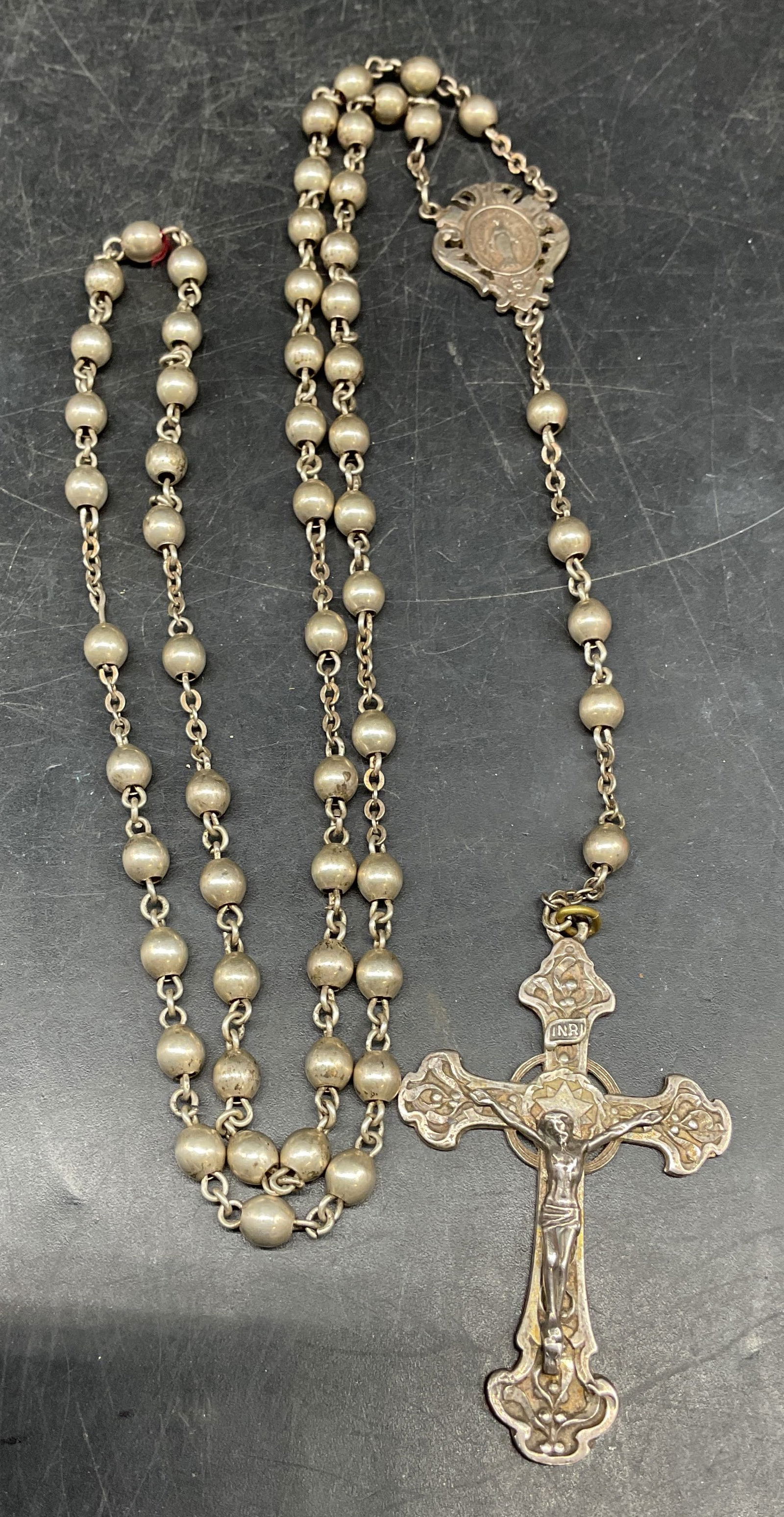 Sgn Vintage Sterling Silver Rosary Necklace (1 of 7)