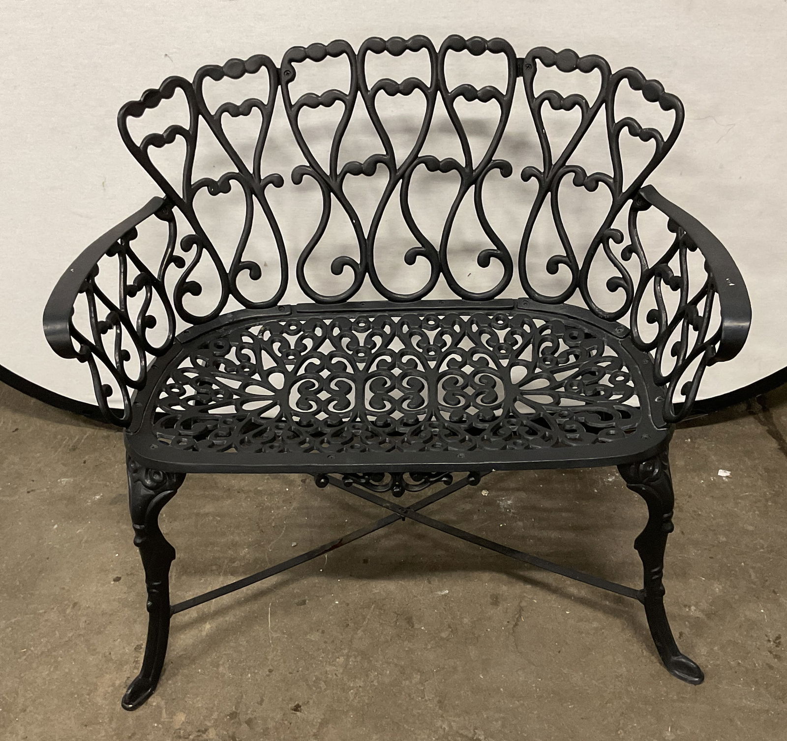 Black Aluminum Heart Settee Garden Bench (1 of 6)