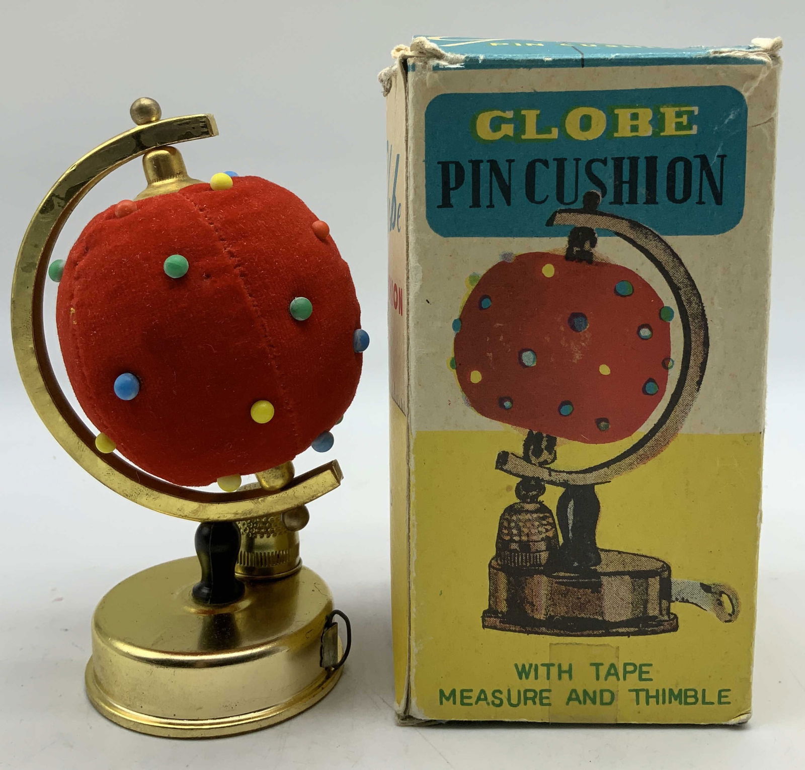 C.1950s Globe Pin Cushion W Org Box JAPAN (1 of 6)
