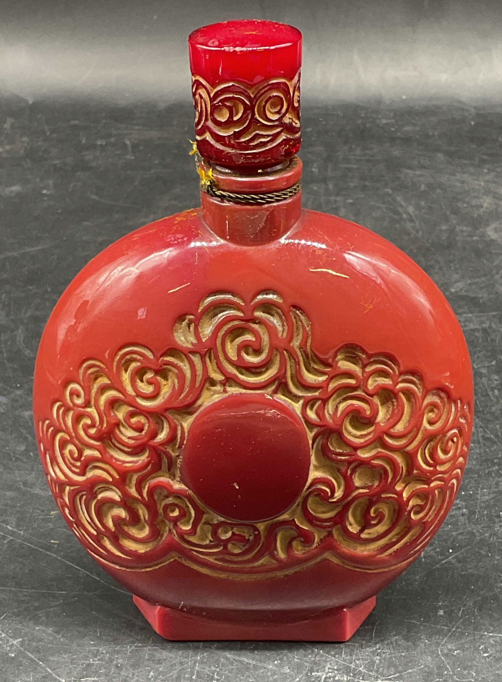 Art Deco Style Cinnabar Glass Perfume Bottle (1 of 6)